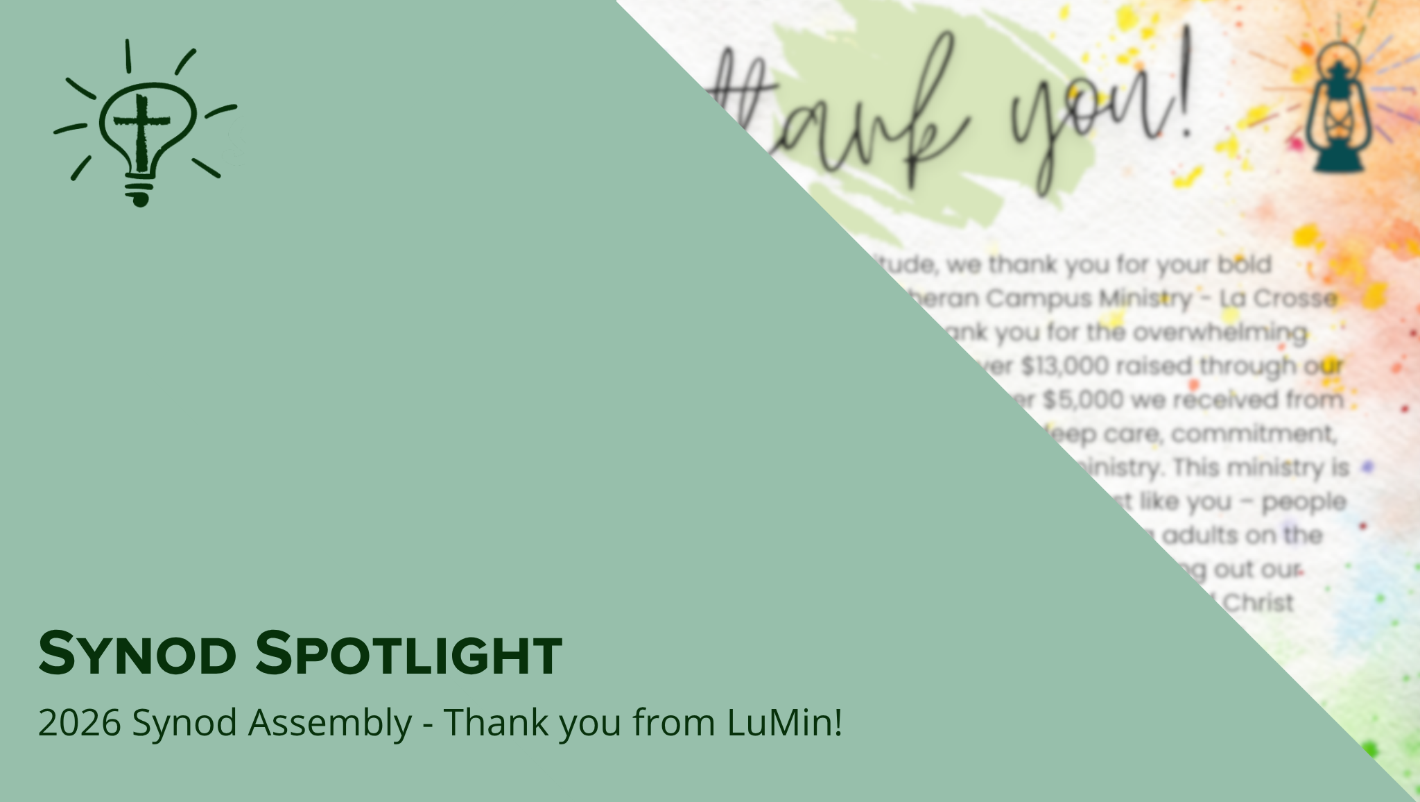 2026 Synod Assembly - Thank you from LuMin!