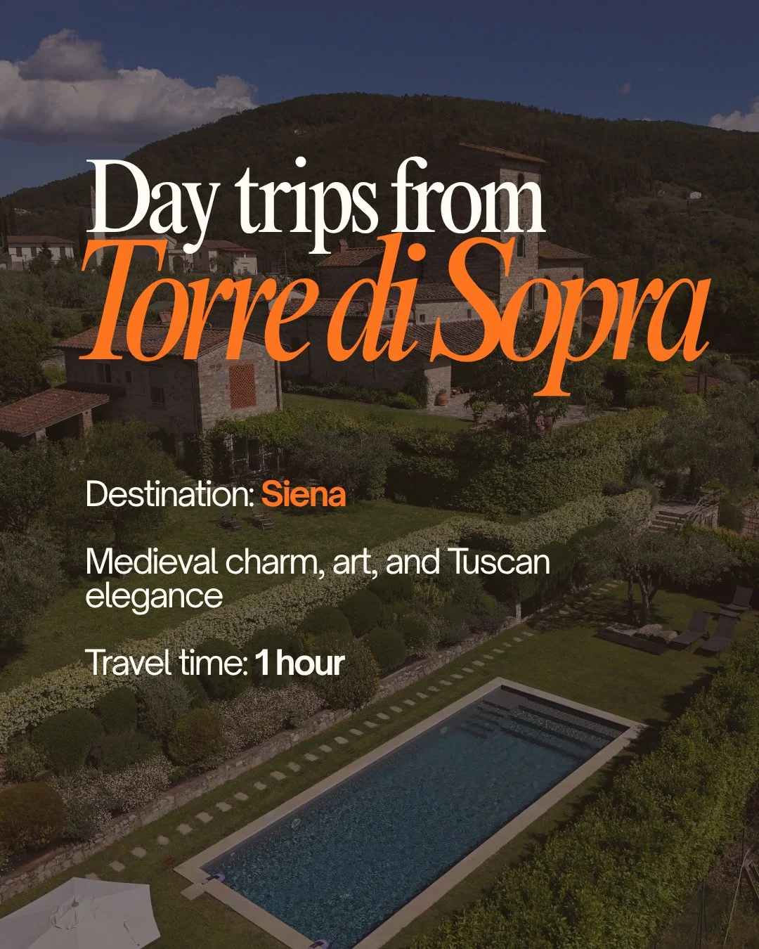 This is the first stop in our new &ldquo;Day Trips from Torre di Sopra&rdquo; series, where we share our favorite destinations to explore, one scenic drive at a time. ⁠
⁠
Just an hour from Torre di Sopra, Siena awaits, a city of Gothic beauty, timele