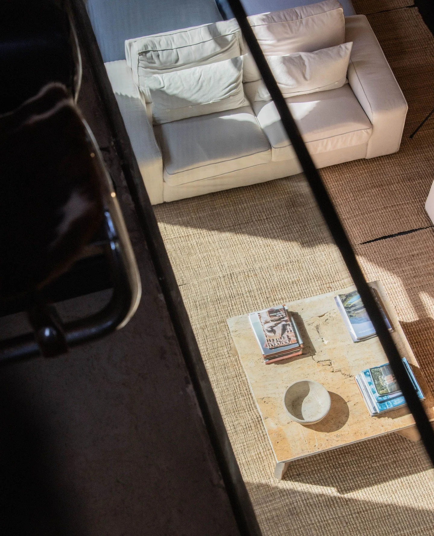 From the Perruzzi Bedroom, the view down into the living room transforms the familiar into something entirely new.⁠
⁠
A suspended conversation between spaces, where design, history, and the perfect light invite you to linger and see the home from a f