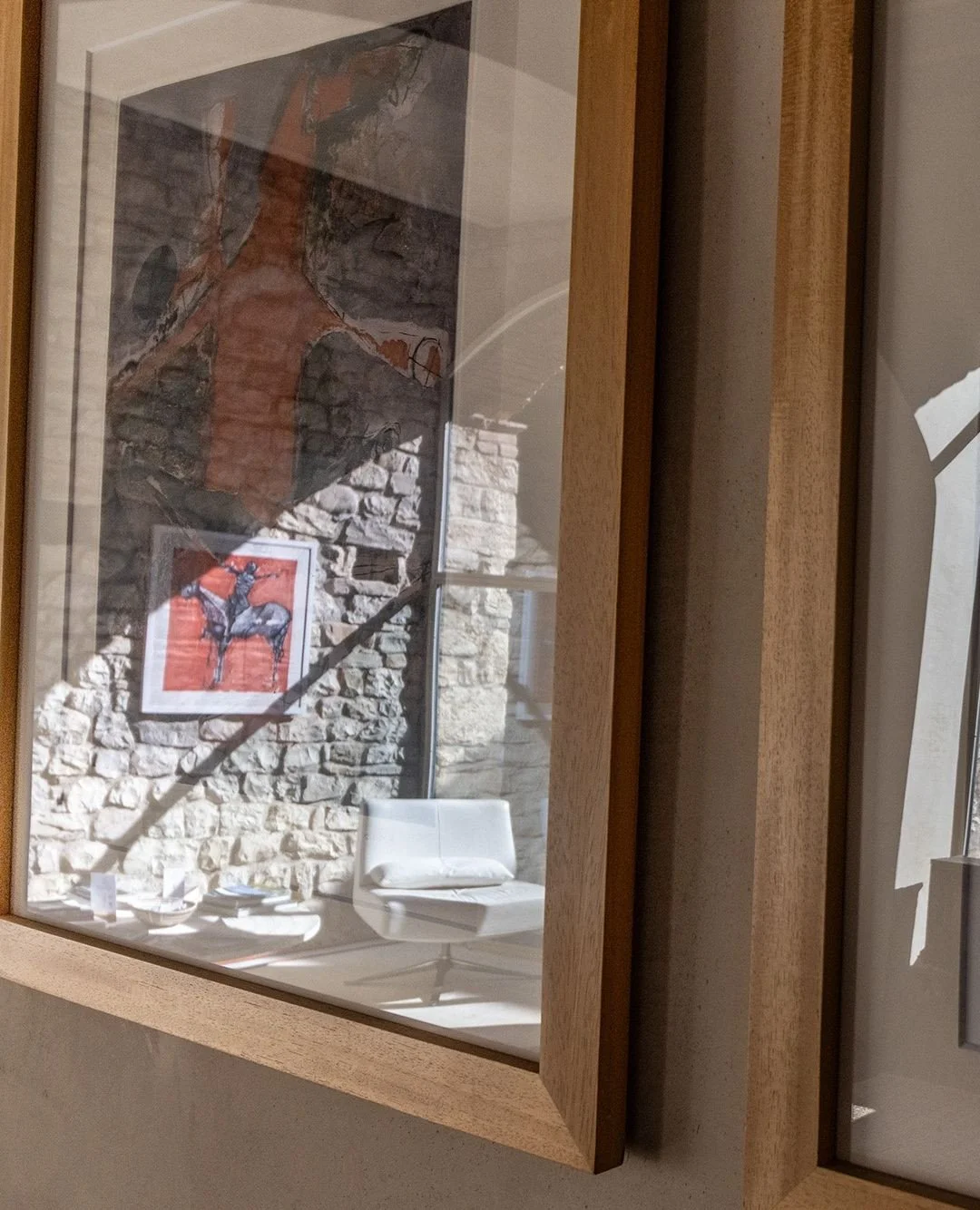 Reflections and reality. ⁠
In our living room, art appears twice: first as a quiet reflection, then as a presence on ancient stone, framed by the soft lines of the Hugo Accent Chair by American Leather.⁠
⁠
A moment where past and present meet in perf