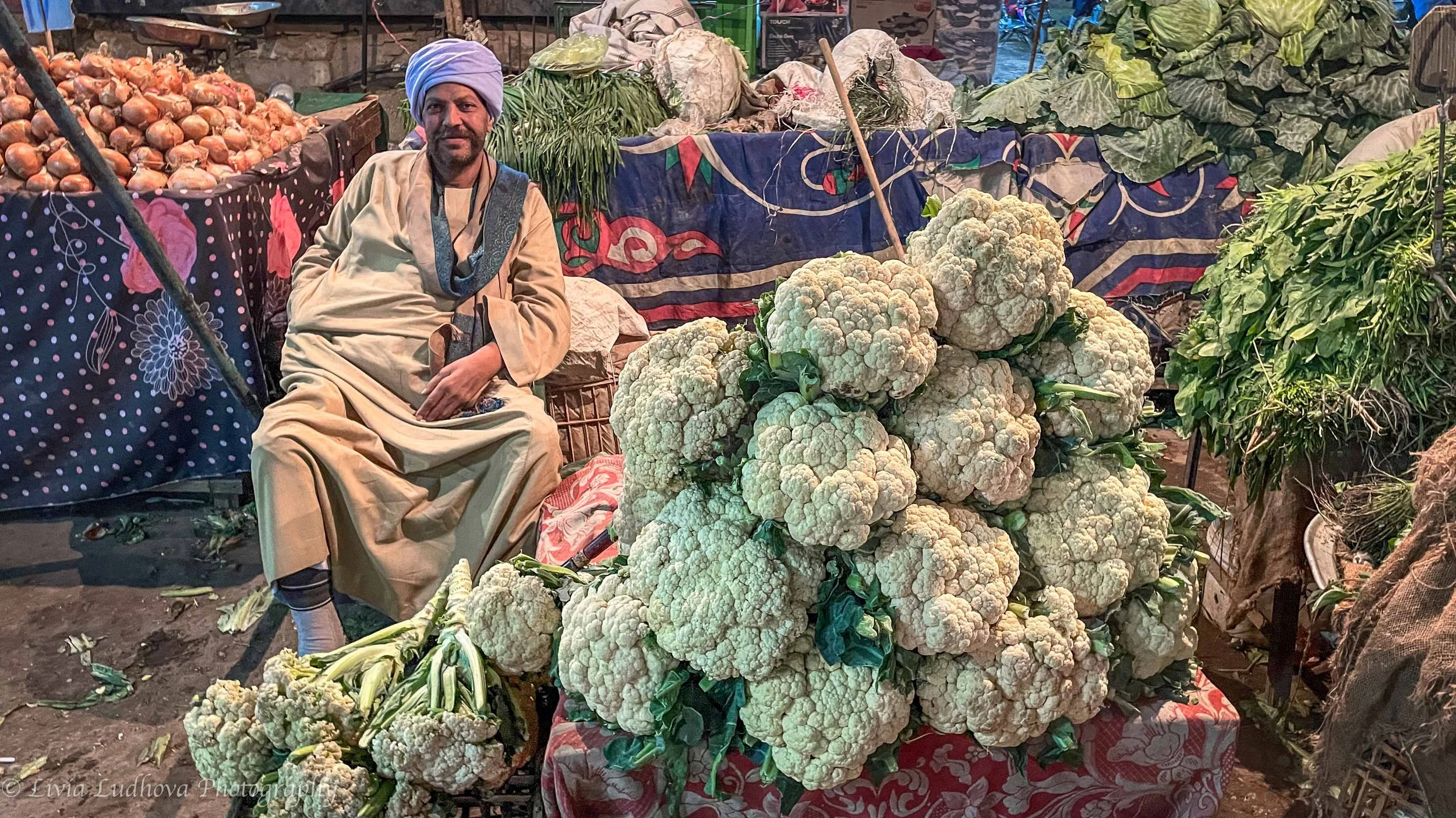 Gigantic cauliflower on sell at Esna market.