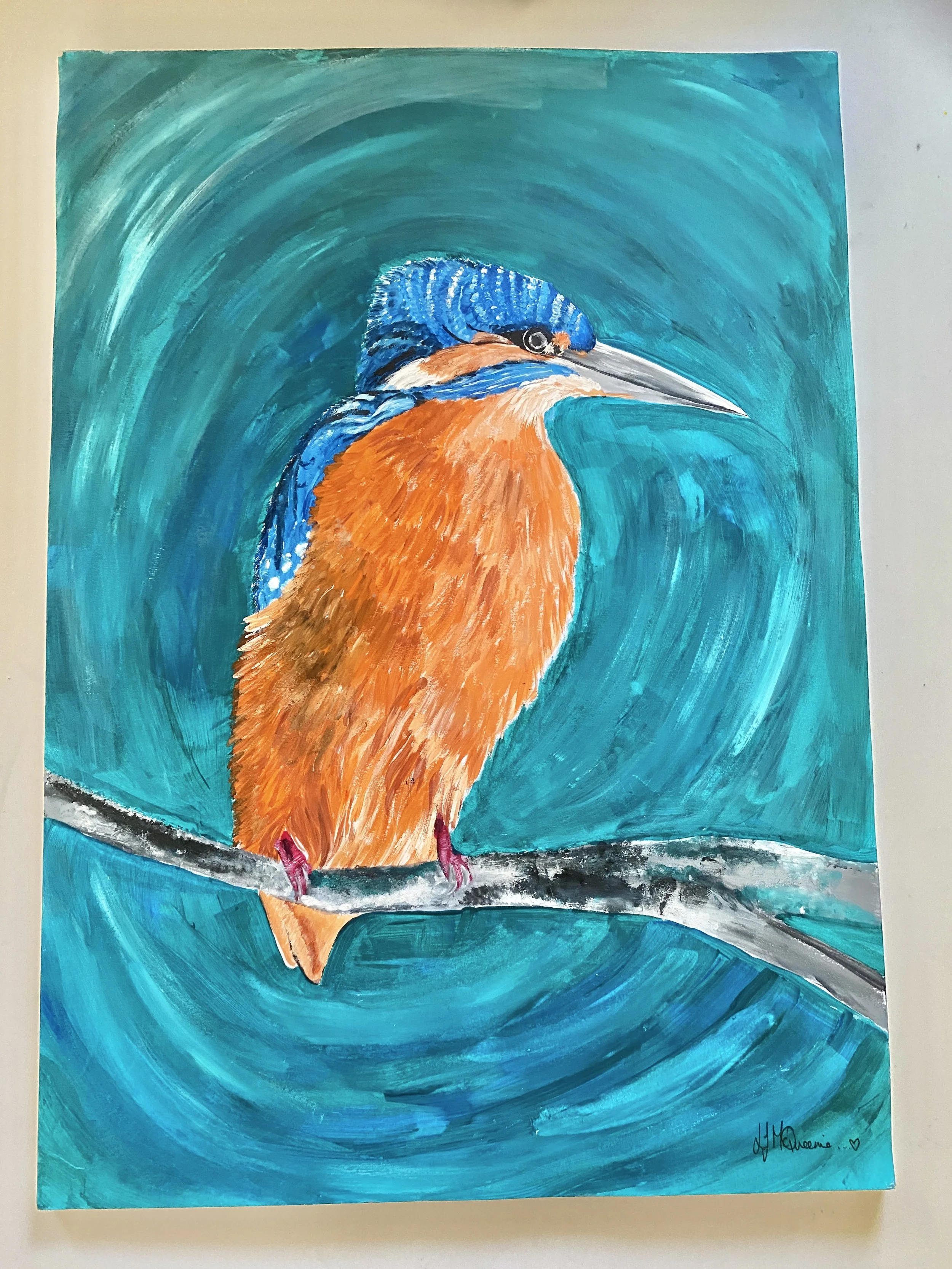 Unique Kingfisher Bird Art in Acrylic