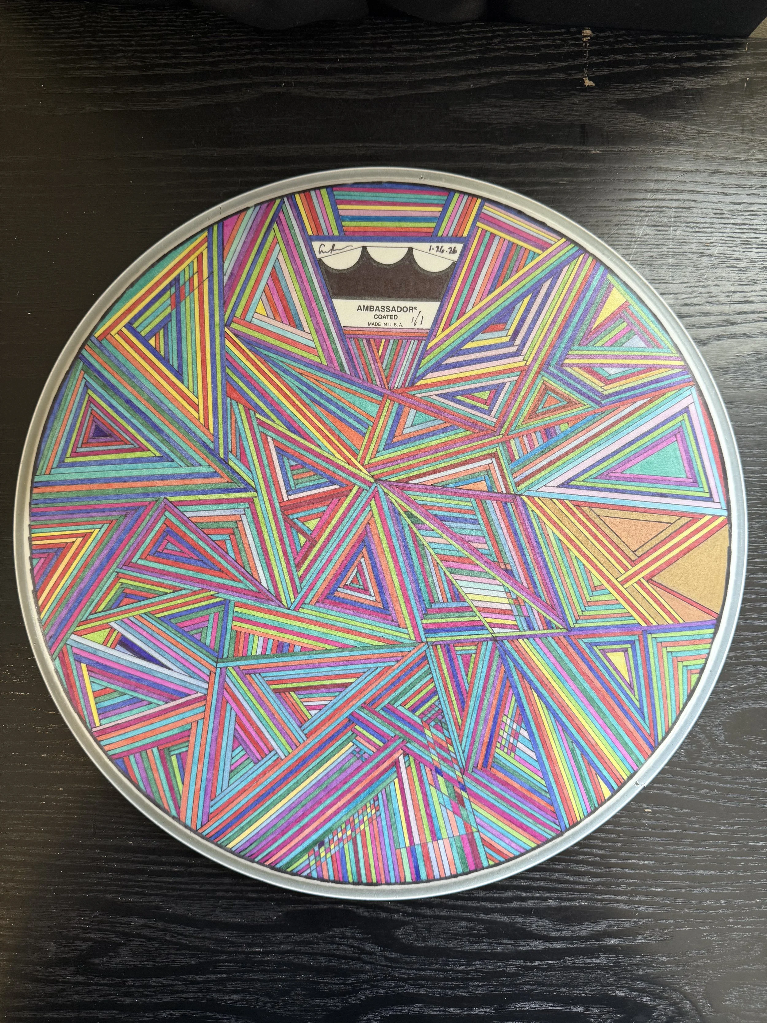 GREYSON NEKRUTMAN HAND-DRAWN ARTWORK DRUMHEAD 13"
