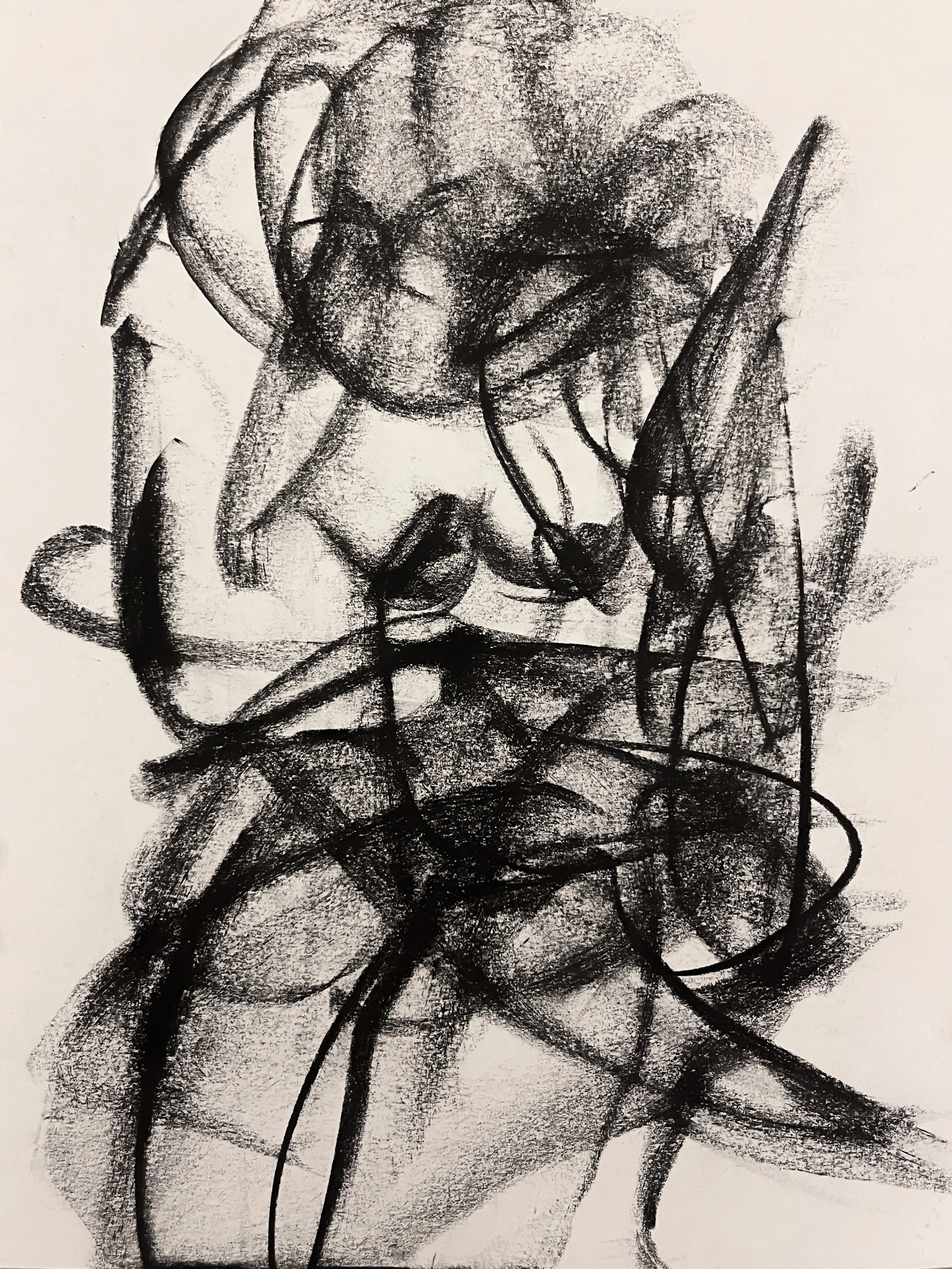 Drawing You Drawing Me #3, charcoal on paper, 29 x 20 cm, 2026