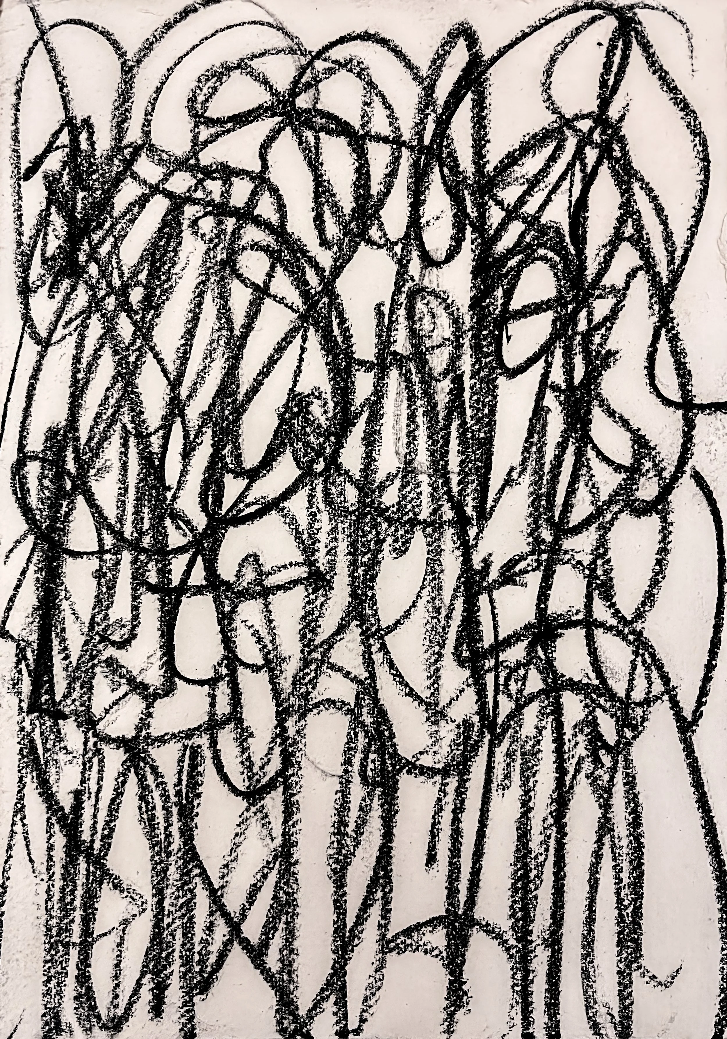 Lost in the Crowd #5, charcoal on rice paper, 30 x 22 cm, 2023