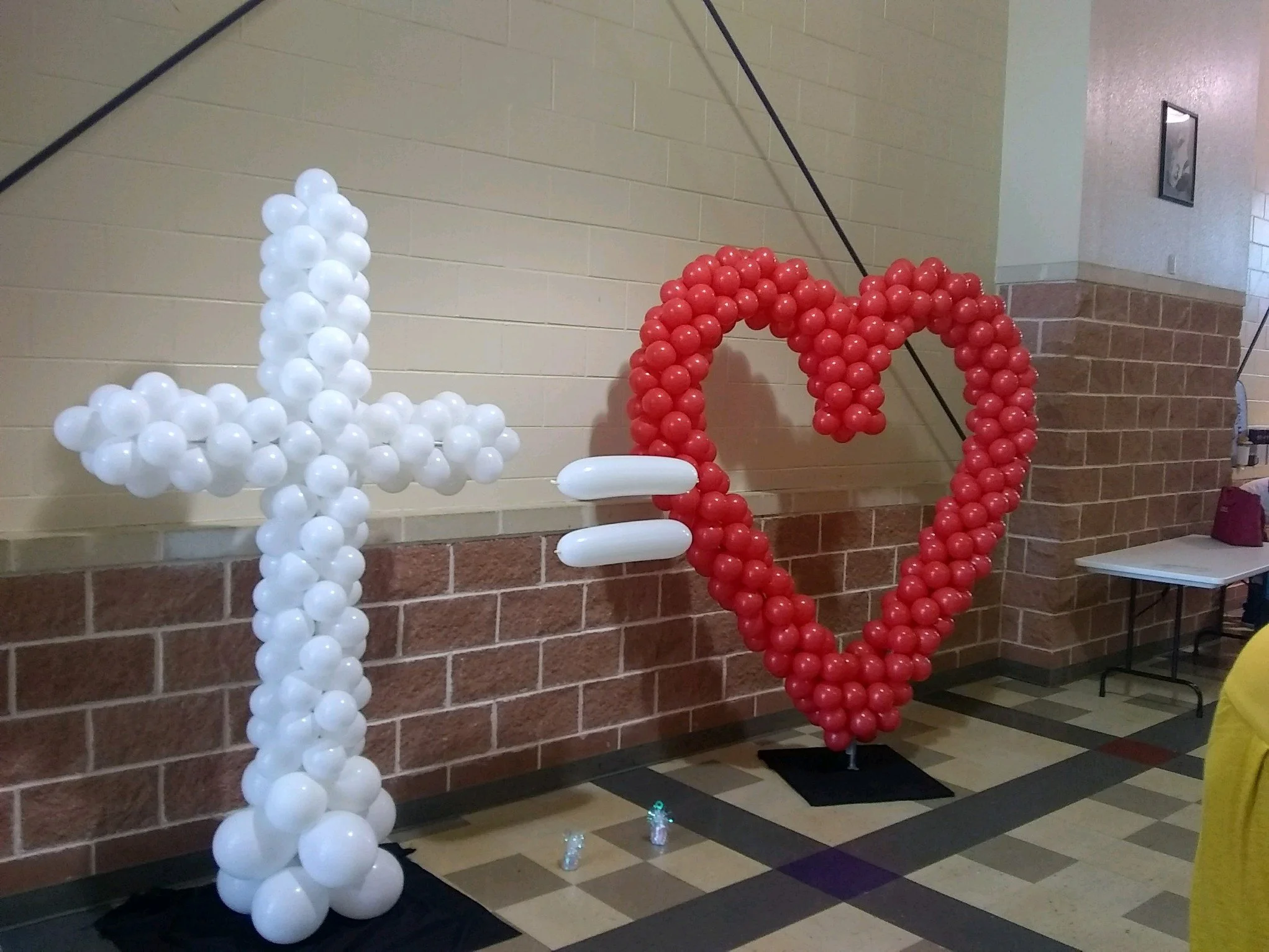 Balloon cross and heart