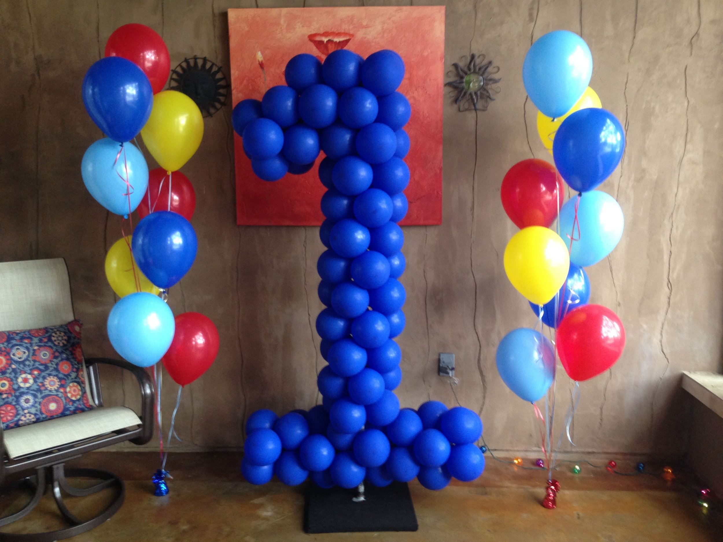 Number 1 balloon with balloon bouquets