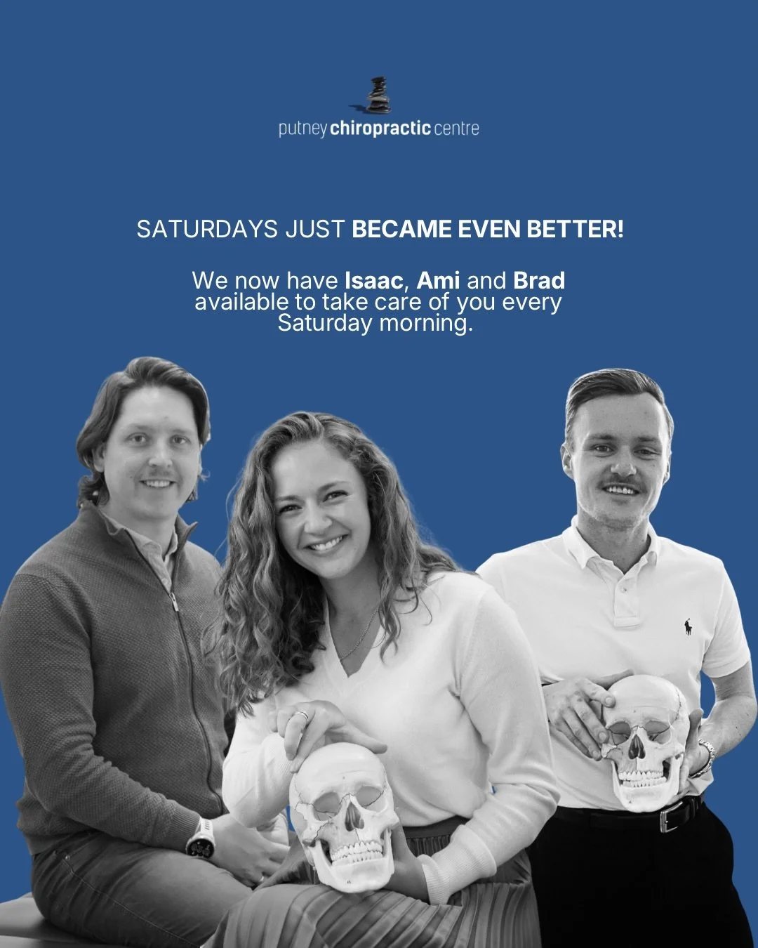 ✨👉 It&rsquo;s a busy day at Putney Chiropractic! We now have Ami, Isaac and Bradley available every Saturday morning to suit your weekend schedules 💙