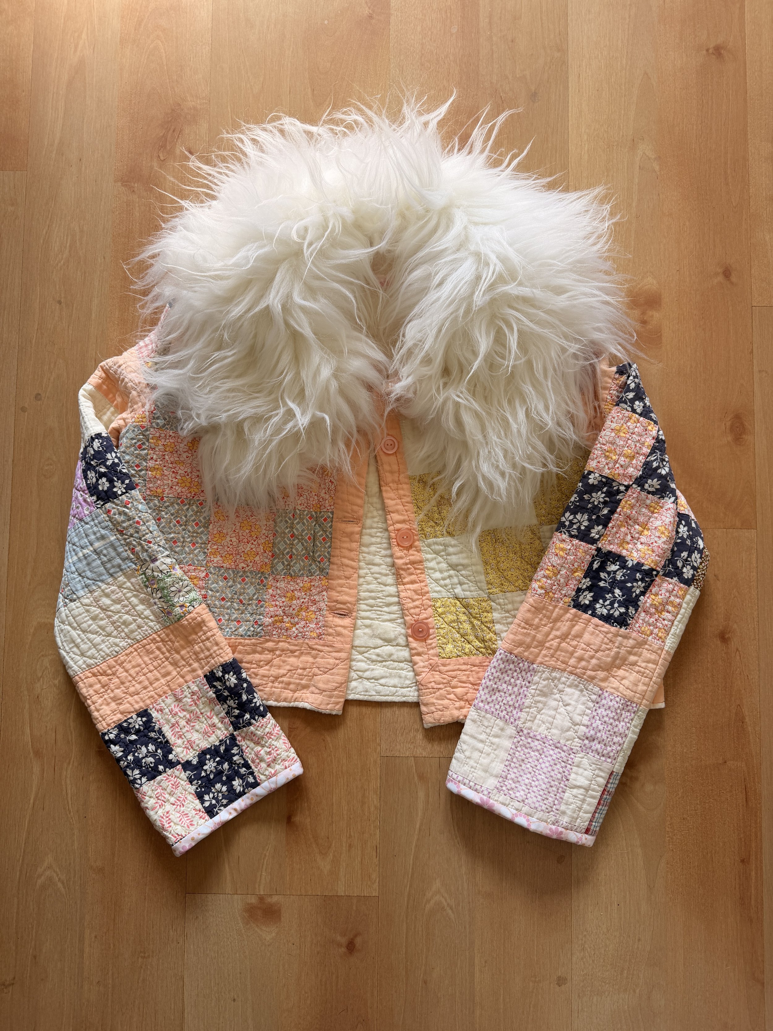 Plumridge Cropped Quilt Coat with Shearling Collar