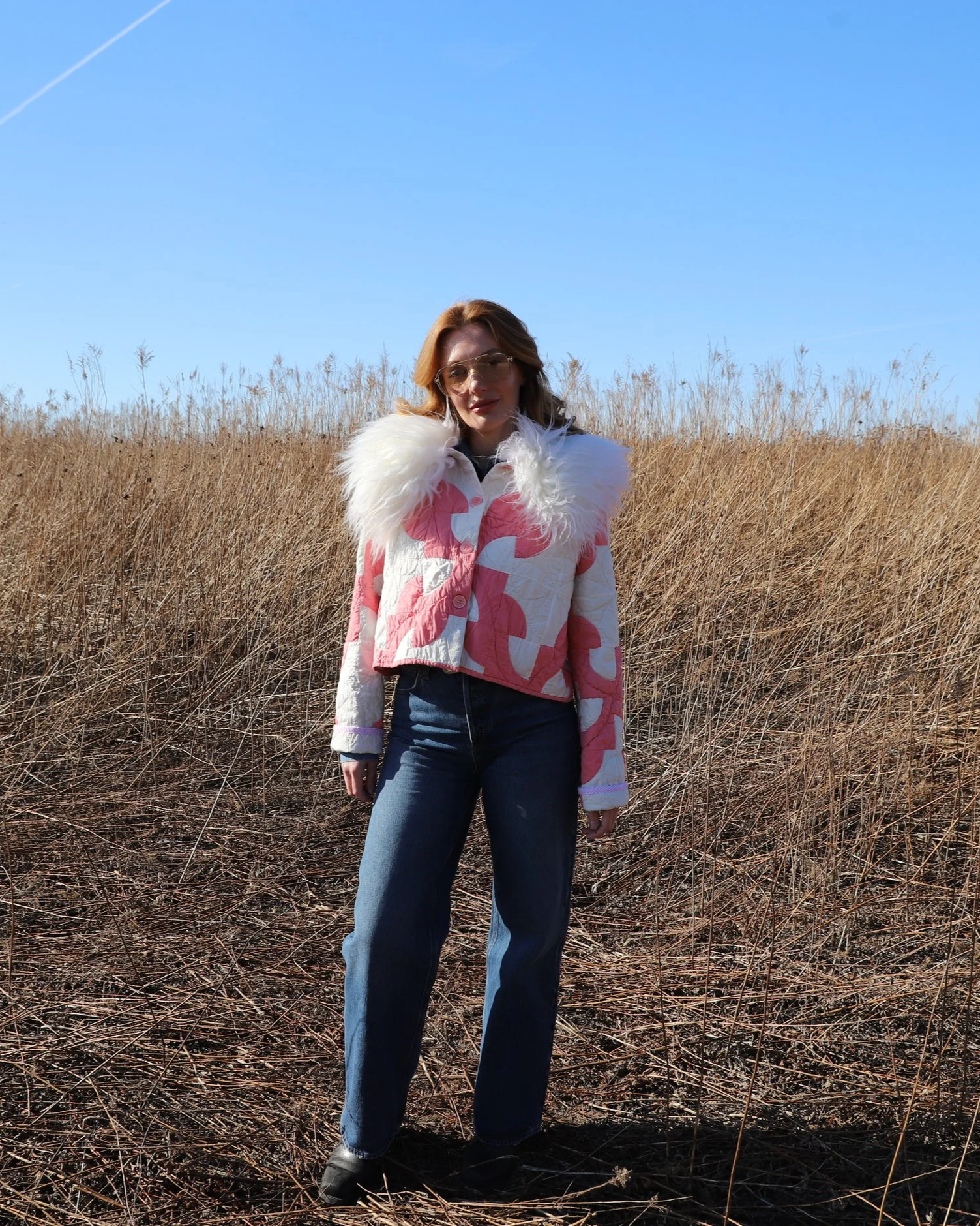 Plumridge Cropped Quilt Coat with Shearling Collar