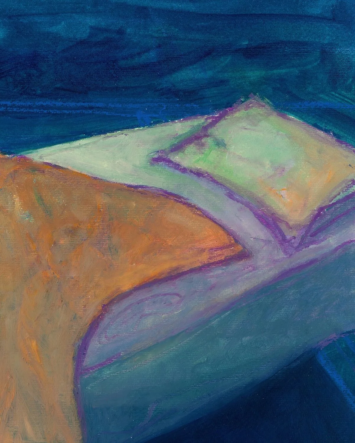 Jackson Swaby - Bed Balanced on Beams - Surrealism Expressionism Fine Art Oil Painting
