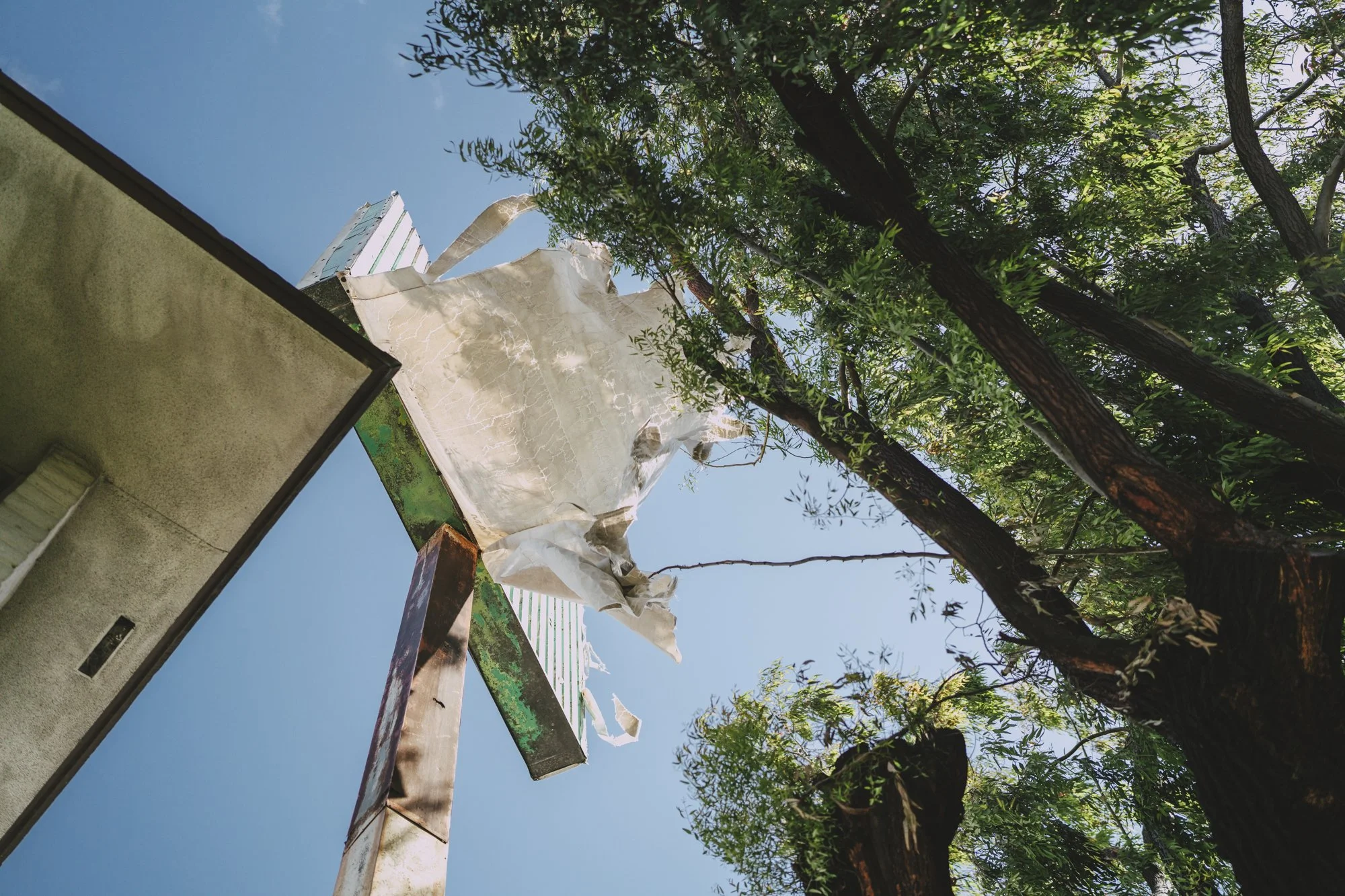 Billboard for a building occupied by Solinsure and El Jardín de los Sueños Cafe, right next to Richmond's 580 overpass of San Pablo. 12411 San Pablo Ave, Richmond.