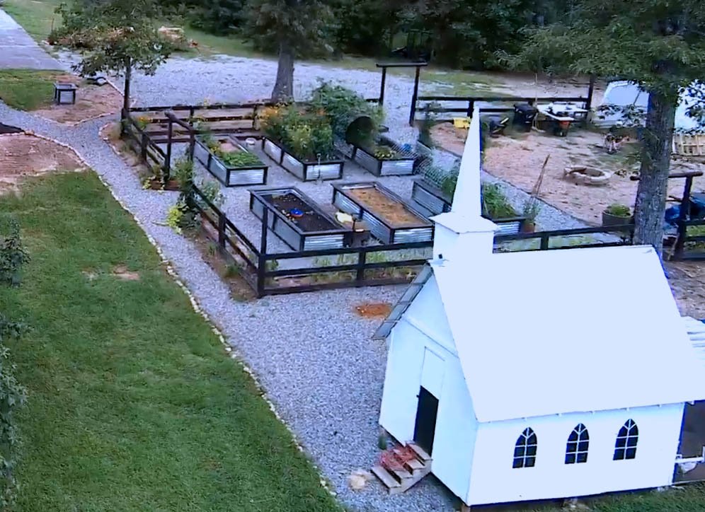 Overlooking the Chicken Chapel and the Garden