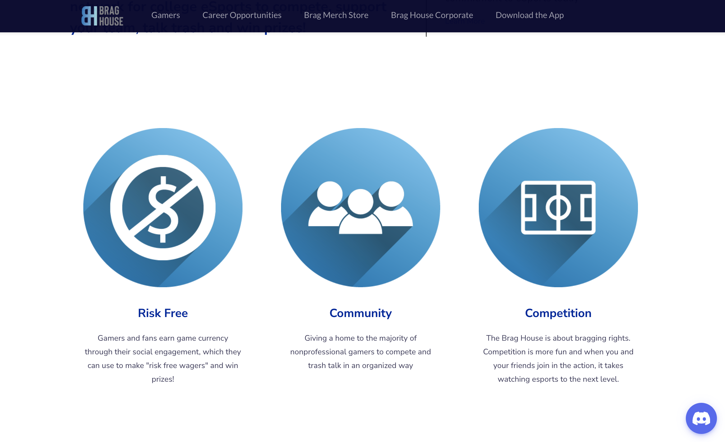 A portion of the current homepage