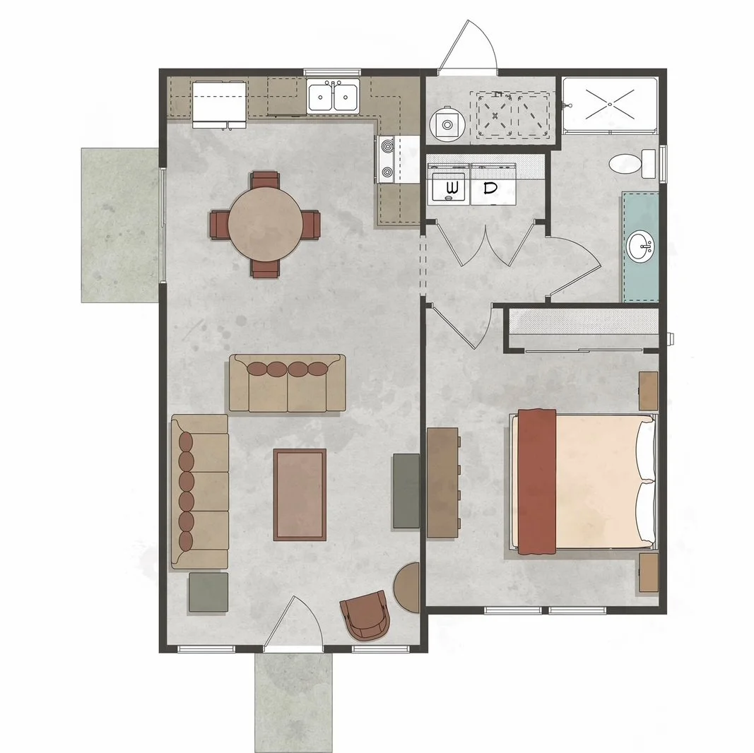 Cottages on the Avenue 1 bedroom 1 bathroom floor plan