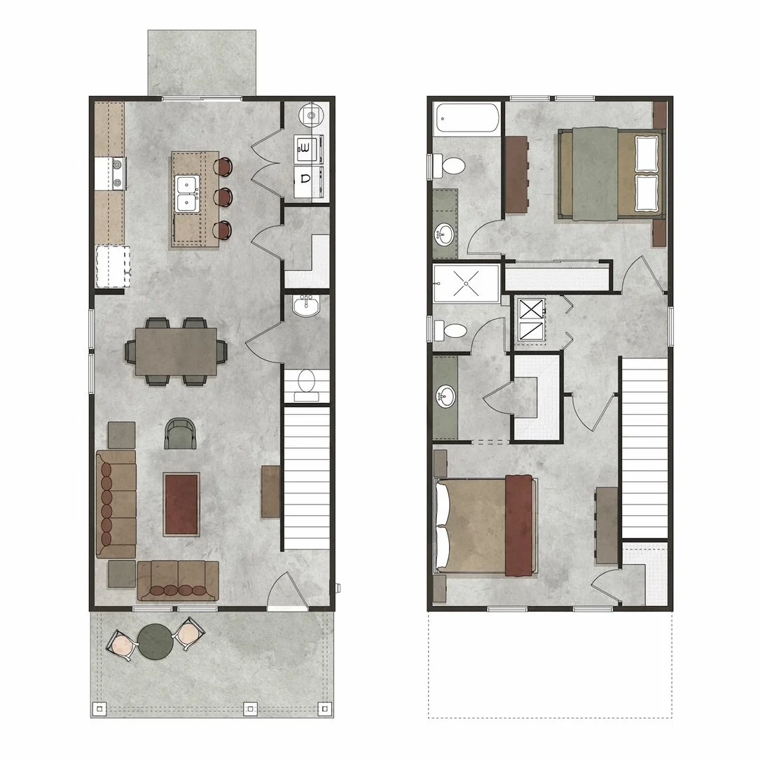 Cottages on the Avenue 2 bedroom 2.5 bathroom floor plan