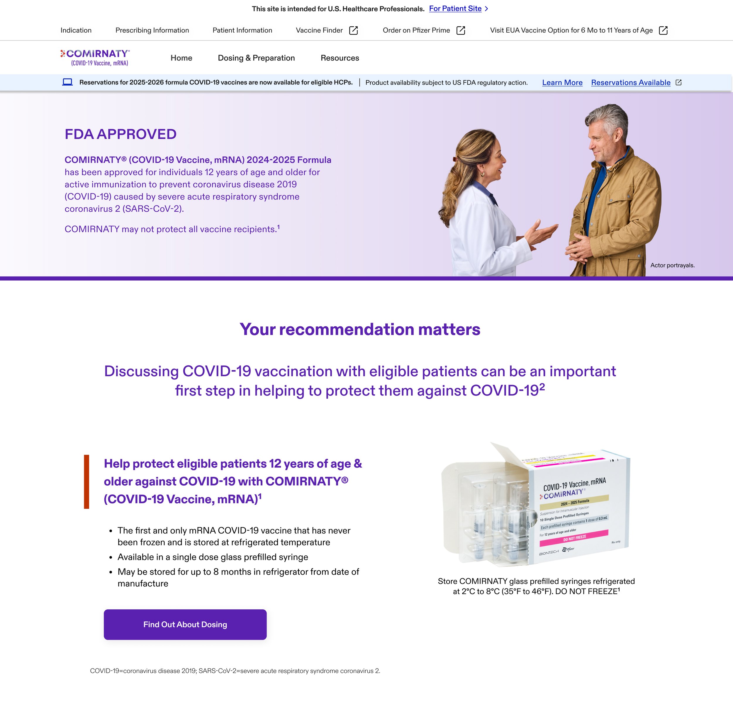 Pfizer Comirnaty Website