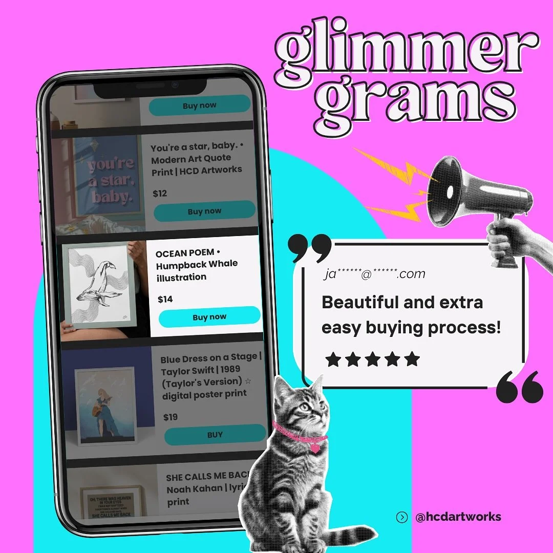 Love love LOVE it. 🥹 So happy to receive positive feedback, or what I&rsquo;m calling, a &ldquo;glimmergram&rdquo;. (A piece of good in the day, or &lsquo;glimmer&rsquo; + telegram) 💡💓

So many people leave feedback ~only~ when it concerns a negat