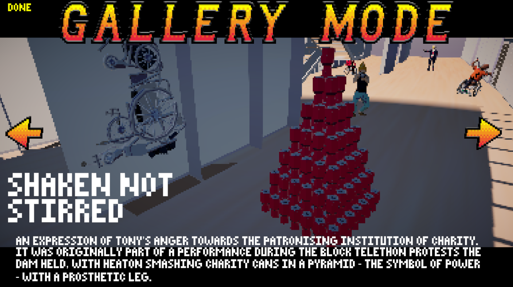 The game features a Gallery Mode in which players can get up-close looks at Ben Caulfield's detailed models and learn about the real-life works of Heaton they represent.