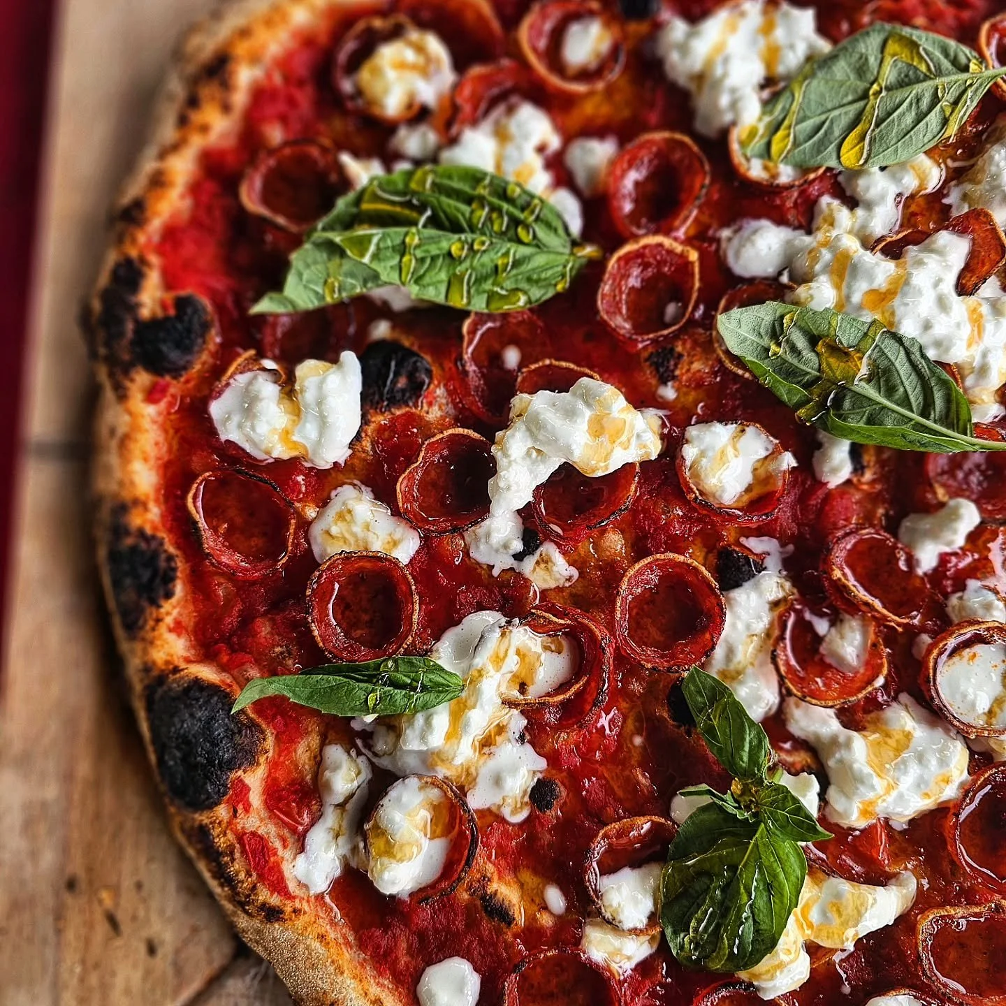 Cup and Char Pepperoni, Stracciatella, Mike's Hot Honey. 
Game over. 

#pizza #pizzagram #pizzaparty #pizzaoven #woodfired #woodfiredpizza #artisanpizza #njfood #njpizzaparty #njprivateevents #eats #eatstagram #denvillenj #denvillenjpizza #food