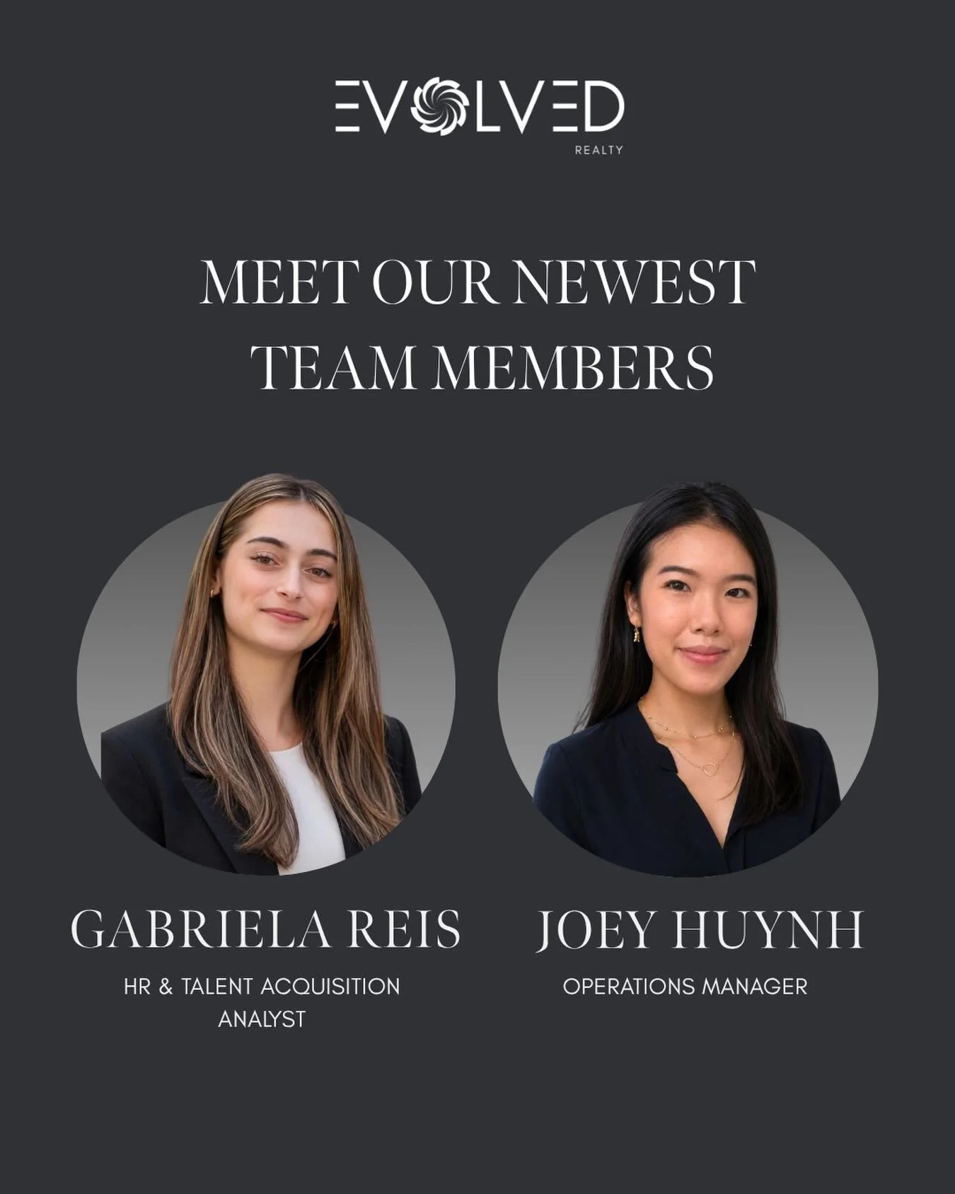Please join us in welcoming the newest members of the Evolved team. 🎉

Joey Huynh joins us as Operations Manager, and Gabriela Reis joins us as our HR &amp; Recruitment Summer Student. 

We are excited to have them on board and look forward to the s