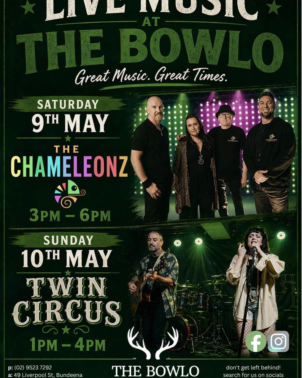 This weekend at the Bowlo&hellip; we&rsquo;ve got you sorted 👇

Two days. Two bands. One cracking Mother&rsquo;s Day weekend.

🎶 Saturday &ndash; Live music in the beer garden, cold drinks flowing, good vibes guaranteed.
🌸 Sunday (Mother&rsquo;s D