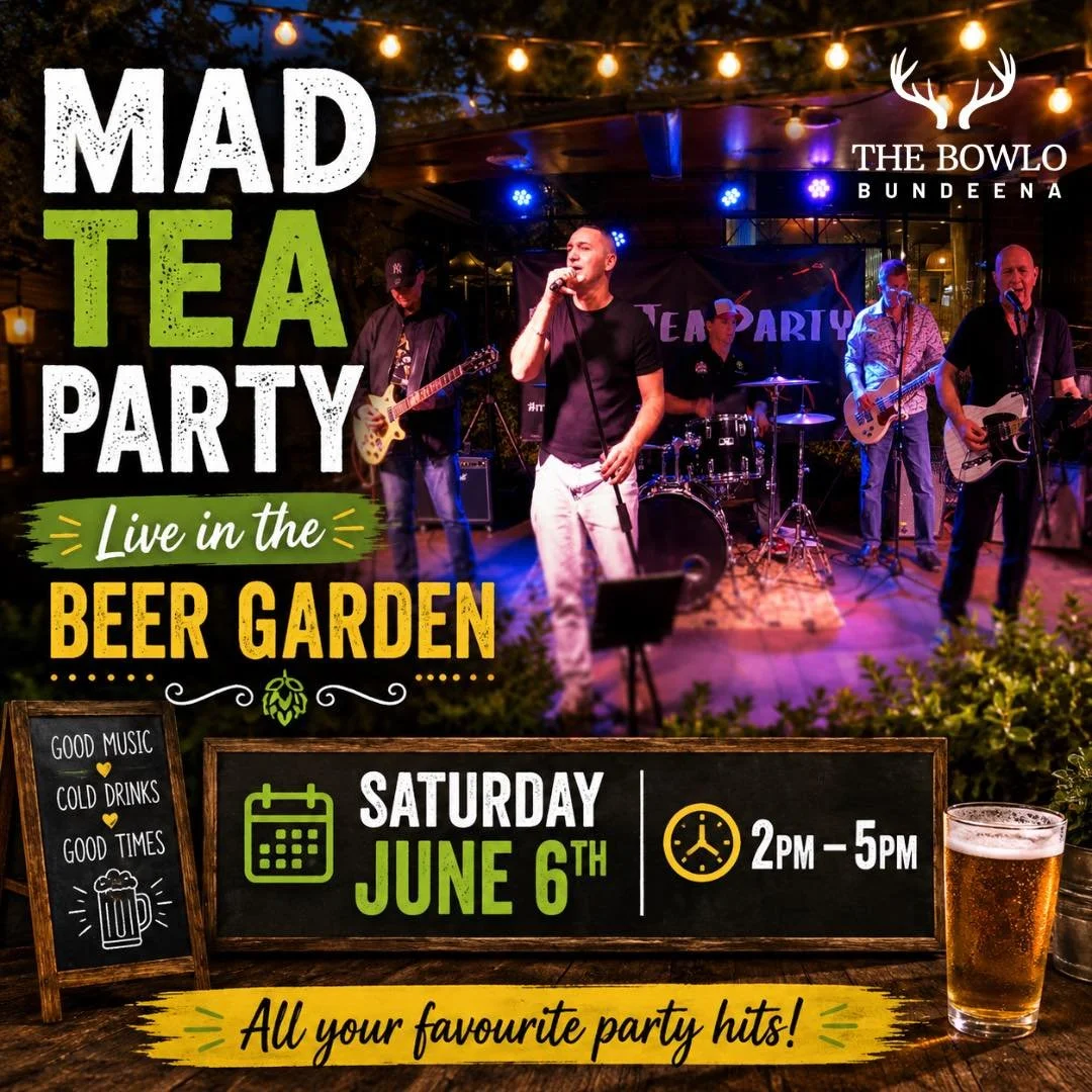 🎶 THIS SATURDAY AT THE BOWLO 🎶

The place is ready to rock as we welcome back Mad Tea Party live from 2pm&ndash;5pm!

Gather your friends, grab a drink, and settle in for an afternoon of fantastic live music, great vibes, and everything we love abo