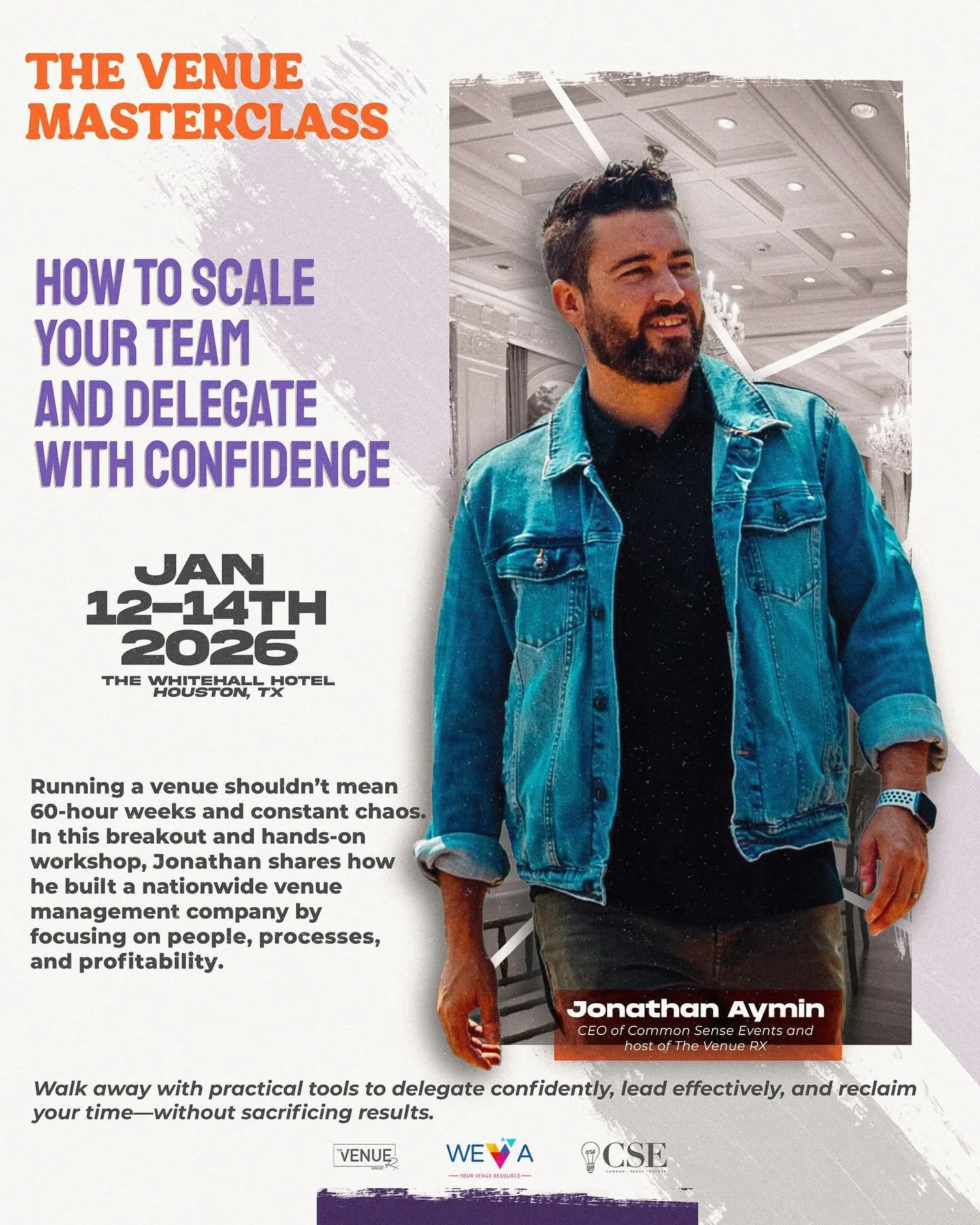 Come see us in Texas, y&rsquo;all! 🤠

Jonathan will be speaking at The Venue Masterclass January 12&ndash;14 all about how to scale your team, delegate with confidence, and still make it home for dinner.

This session will focus on how to build a te