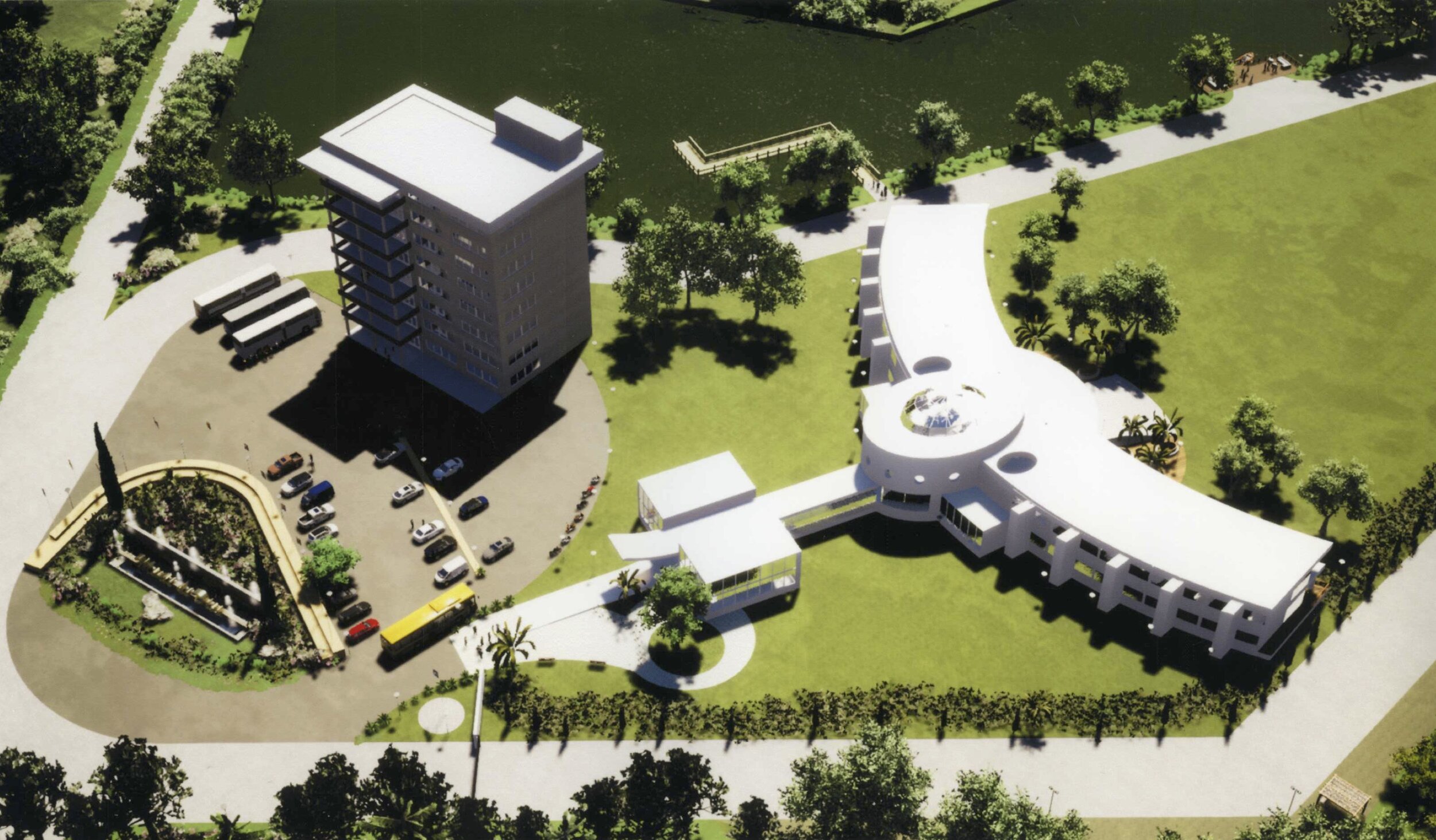 Aerial View- School, Institute, Tower of Truth/Vista Aerea De Escuela, Instituto Y Torre De La Verdad