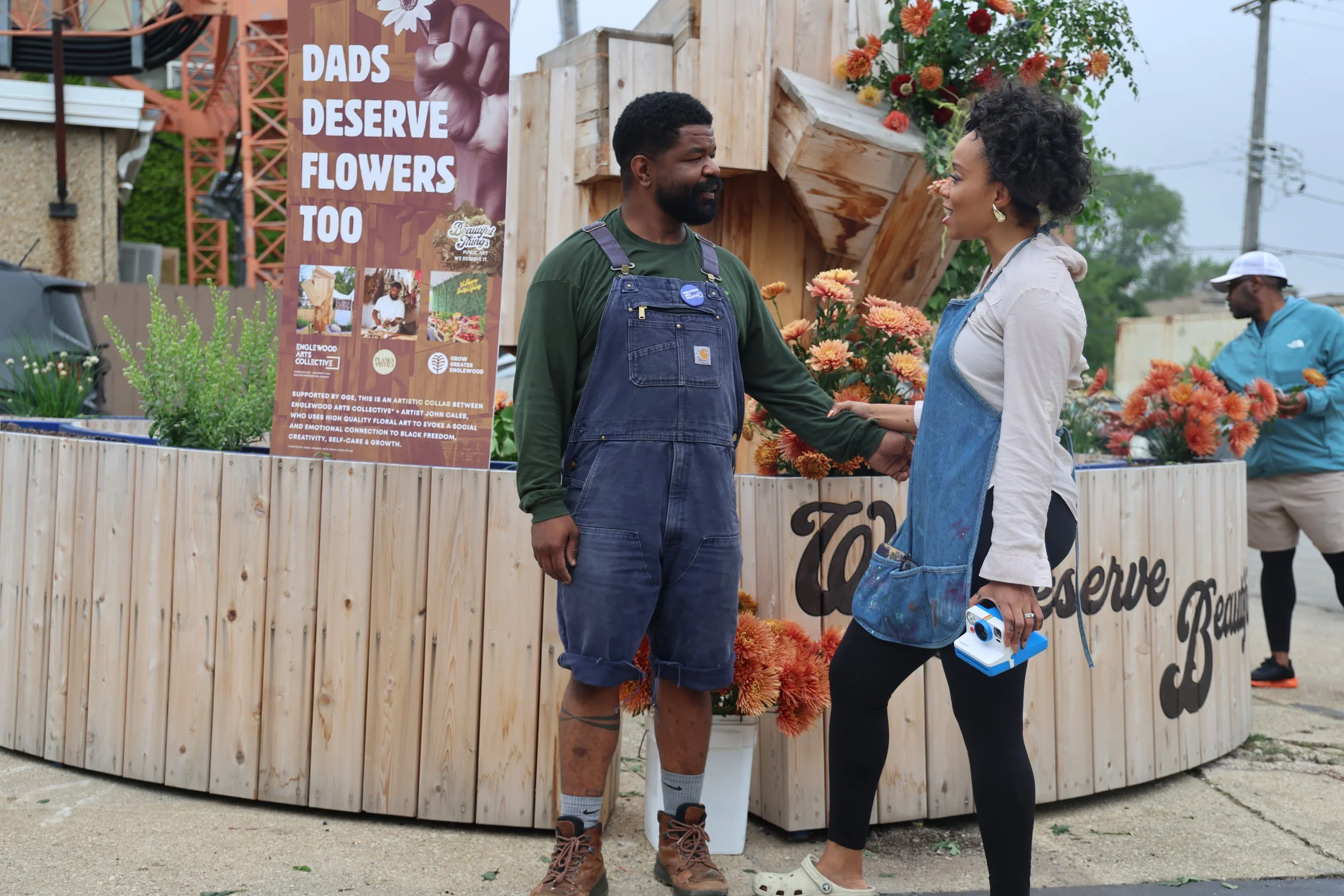 Floral Artist John Caleb Pendelton of Planks and Pistils activated the sculpture for Father's Day in 2025 at Janell's behest/event design.