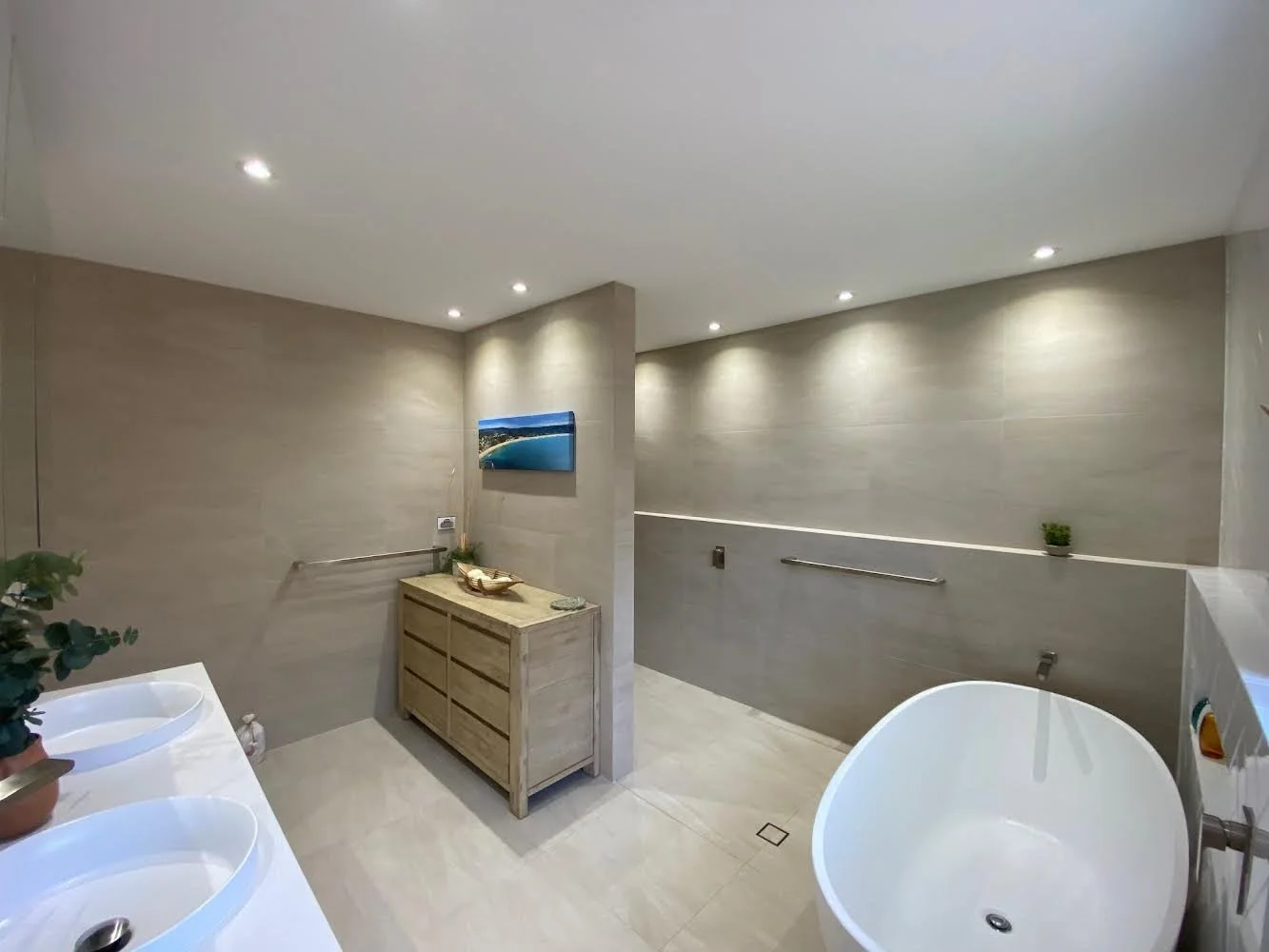 Bathroom renovation with new downlights, extraction fan and temperature control