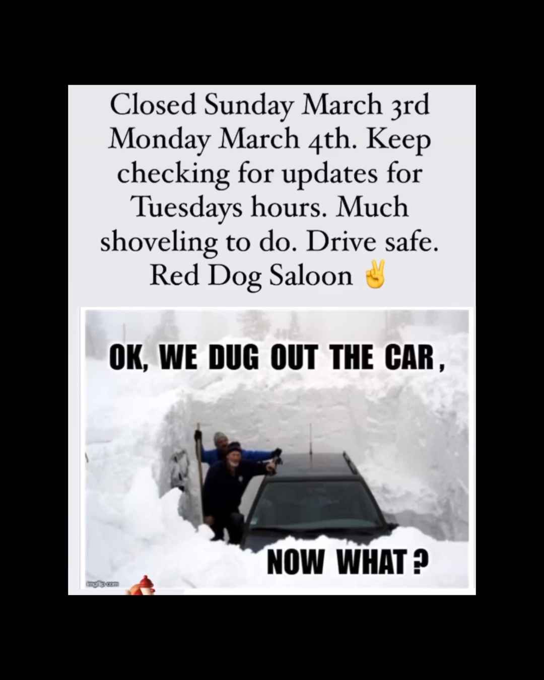 CLosed Sunday and Monday