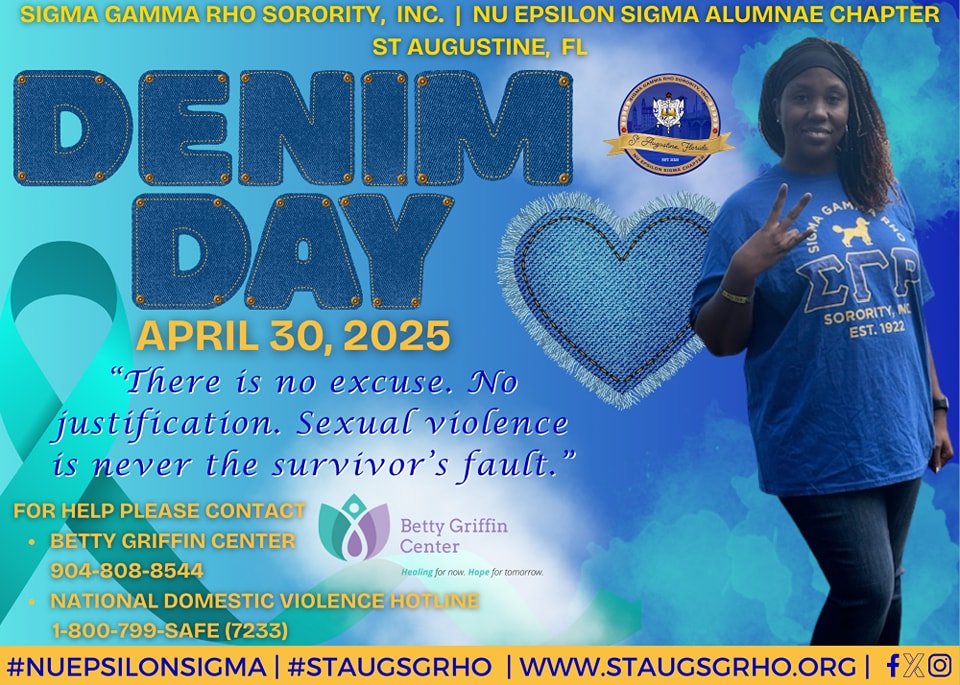 ππ Join the Movement. Wear Denim. Raise Awareness.
On April 30th, Sigma Gamma Rho Sorority, Inc. proudly joins the global campaign for #DenimDay — a stand against sexual violence and the harmful myths that surround it.
π Why Denim?
The ca