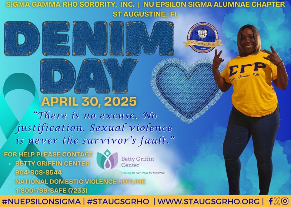 ππ Join the Movement. Wear Denim. Raise Awareness.
On April 30th, Sigma Gamma Rho Sorority, Inc. proudly joins the global campaign for #DenimDay — a stand against sexual violence and the harmful myths that surround it.
π Why Denim?
The ca
