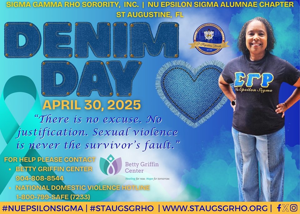 ππ Join the Movement. Wear Denim. Raise Awareness.
On April 30th, Sigma Gamma Rho Sorority, Inc. proudly joins the global campaign for #DenimDay — a stand against sexual violence and the harmful myths that surround it.
π Why Denim?
The ca