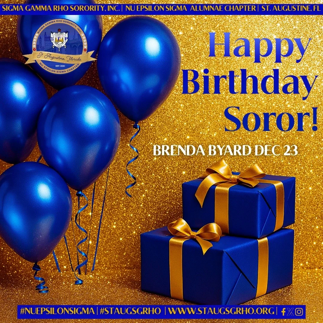 💛💙 Happy Birthday to our December Sorors! 💙💛This month, we honor all Sorors born in December&mdash;women whose Rhoyal glow, wisdom, and service brighten our sisterhood. May your special day be filled with love, laughter, and golden memories.🐩

#