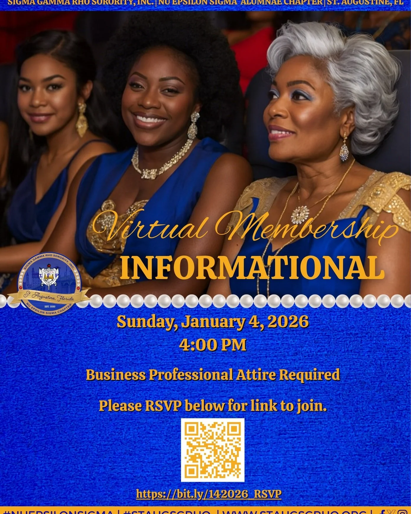 🌟 INTERESTED IN SIGMA? 🌟
Your moment is here!

Nu Epsilon Sigma Alumnae Chapter invites you to our Virtual Membership Informational &mdash; an opportunity to learn more about Sigma Gamma Rho Sorority, Inc., our legacy, our sisterhood, and how you c