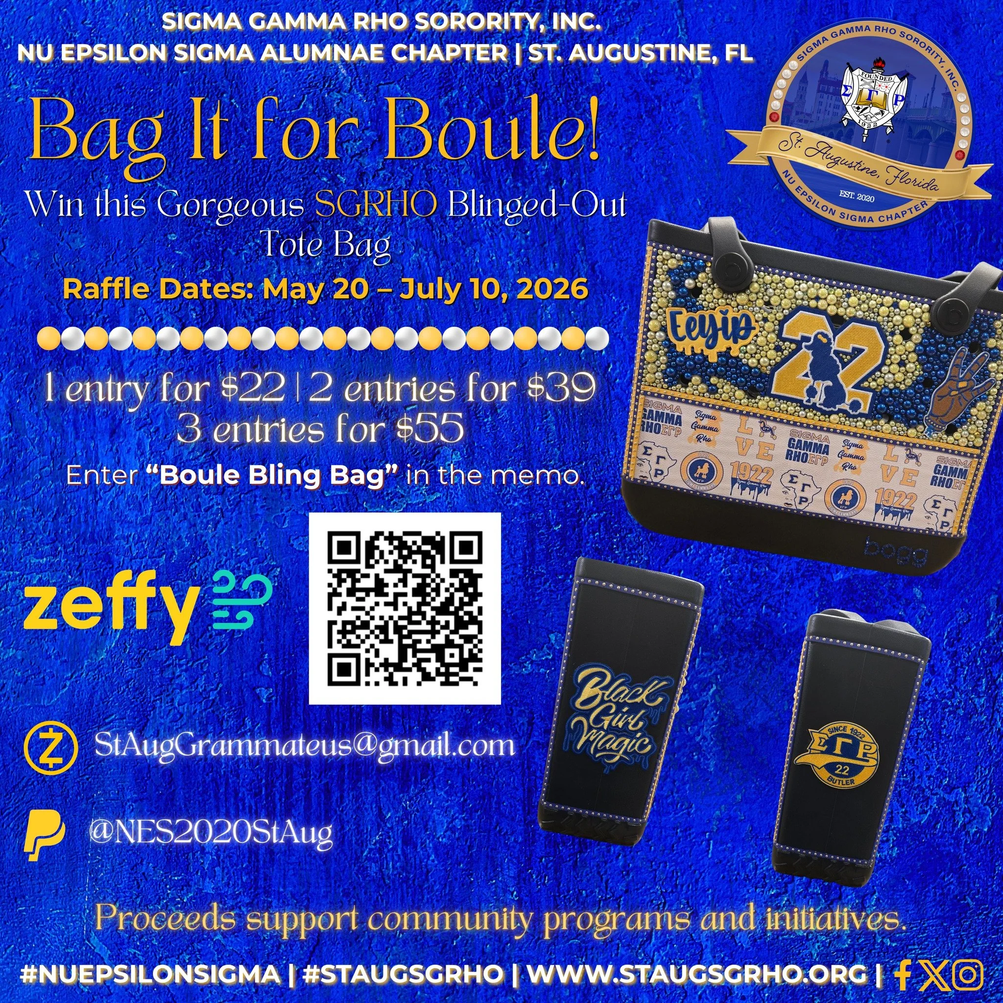 Boule Glow Starts with This Bag. 💙💛 Level up your Boule experience with a bag that brings the shine before you even arrive. Cute, classy, and absolutely raffle-worthy.
💛✨ Don&rsquo;t miss your moment to glow.✨💛
Purchase entries via Zeffy using th