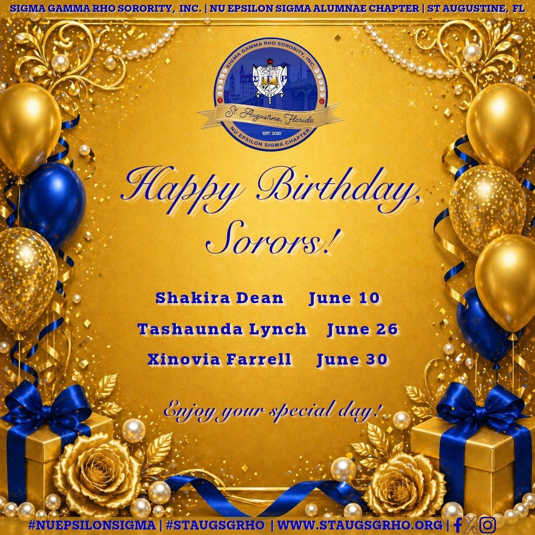 We proudly celebrate our amazing June birthday, Sorors! As you celebrate another year of life, may it be filled with abundant joy, good health, new opportunities, and countless blessings. Thank you for all that you bring to our sisterhood. May this y