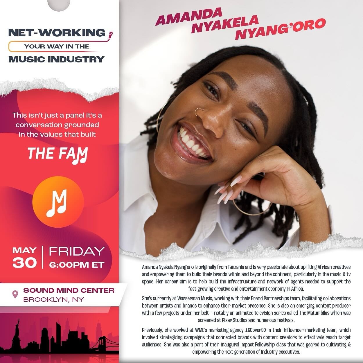 Our FAM is only as strong as the people in it &mdash; and Amanda is the real deal.
From building brand partnerships at Wasserman to mentoring creatives with heart, she brings strategy, soul, and joy to everything she does.
Catch her live on May 30 at