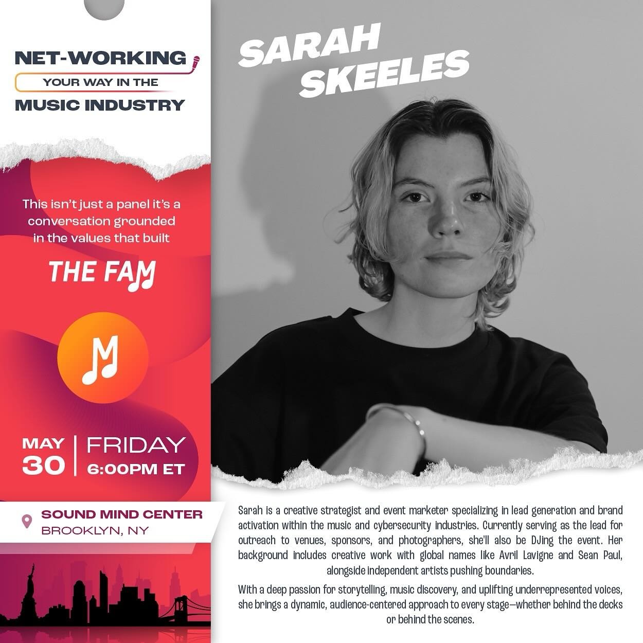 Meet Sarah Skeeles &mdash; DJ, creative strategist, and one of the hearts behind this whole night.
From global brand campaigns to local events that center underrepresented voices, Sarah brings a rare mix of sharp strategy and deep soul.
As a FAM volu