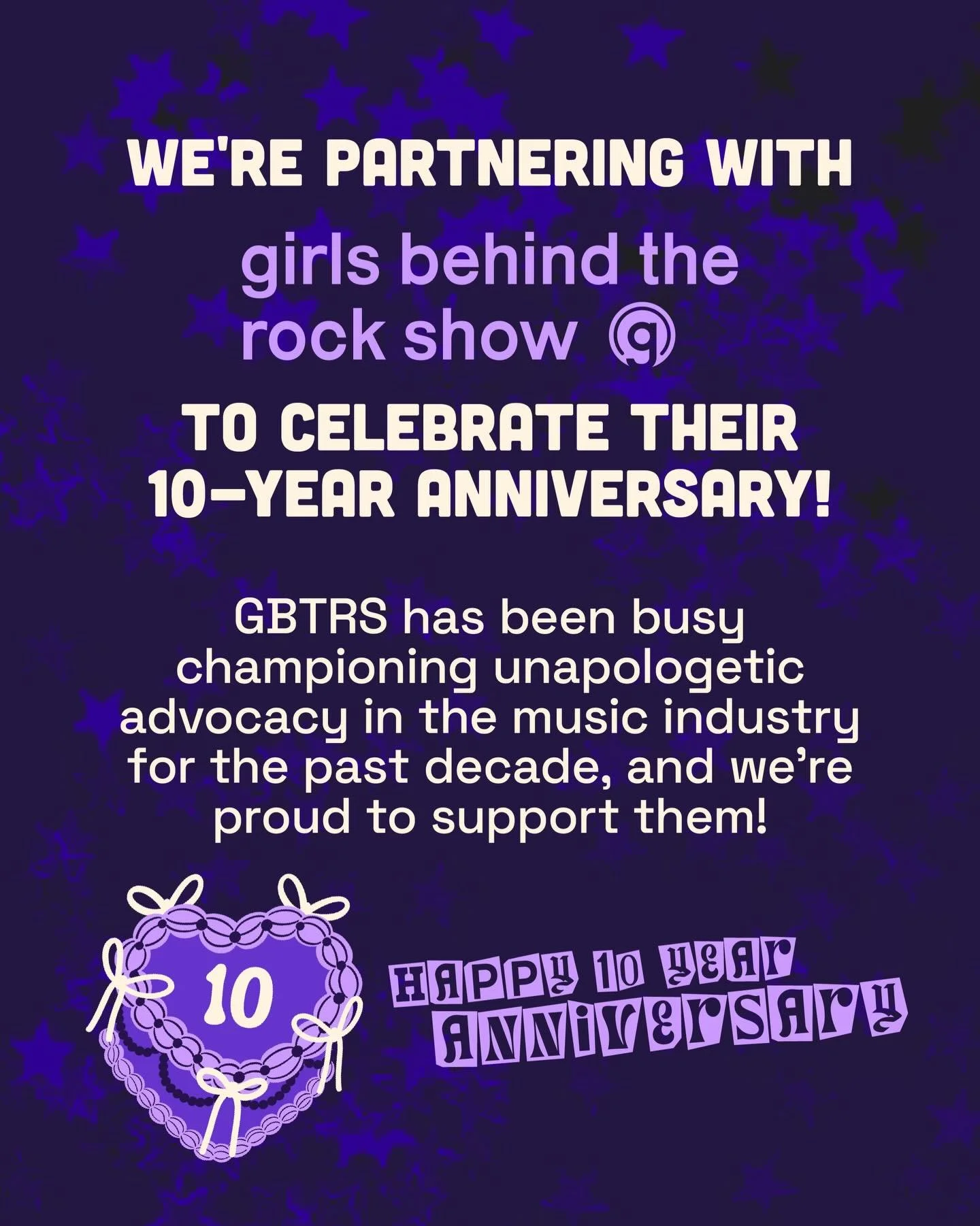 The Girls Behind The Rock Show 10-Year Anniversary Tour is coming to a city near you! 🤘

We&rsquo;re a community partner with @girlsbtrs to celebrate ten years of unapologetic advocacy in the music industry the only way we know how &ndash; with our 