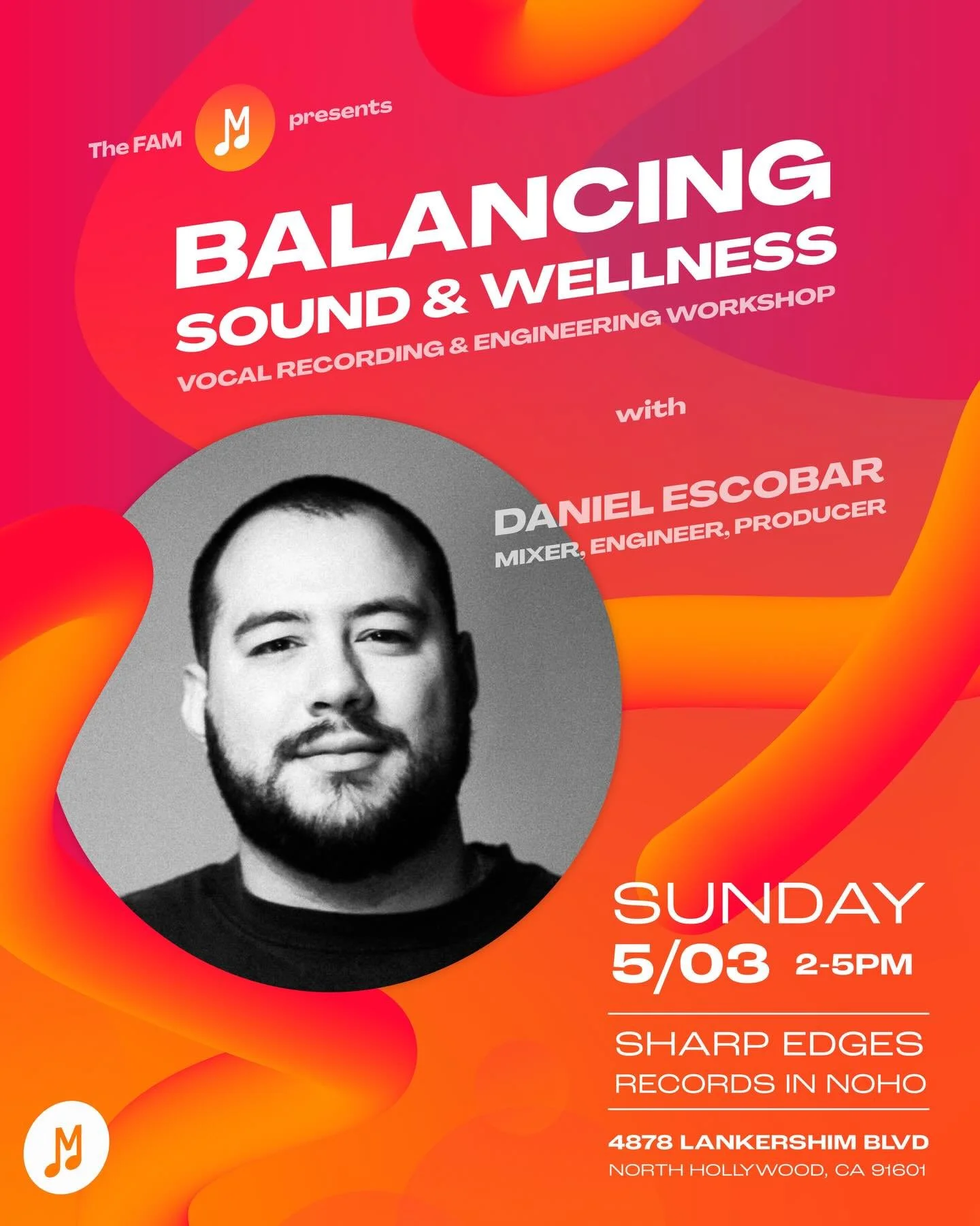 The FAM presents Balancing Sound &amp; Wellness with GRAMMY-winning engineer/producer Daniel Escobar.

An intimate studio session for artists, producers, engineers, and future music leaders. This isn&rsquo;t a lecture. It&rsquo;s an intimate studio s
