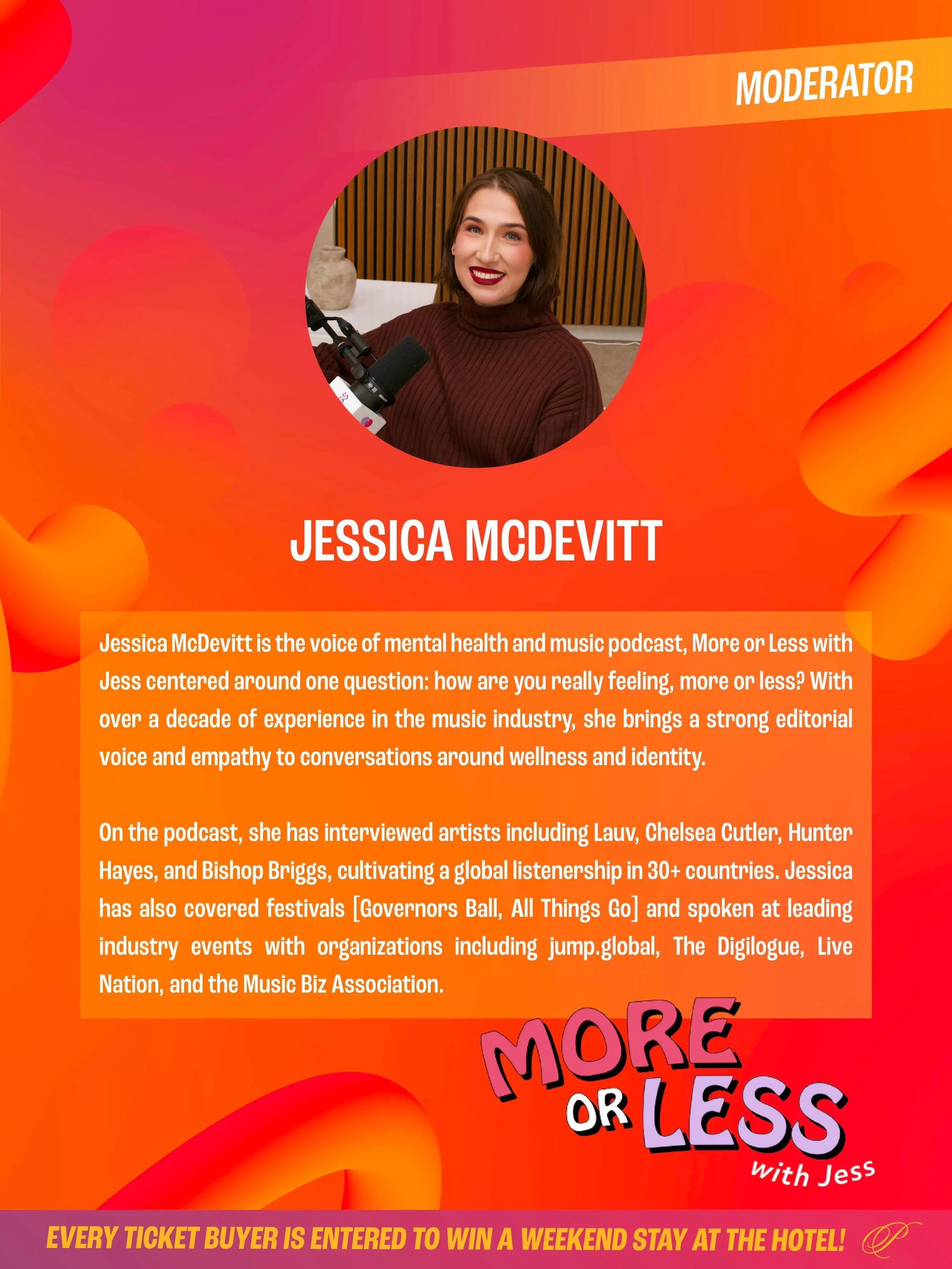 Meet the Moderator: Jessica McDevitt @jessicaamcd 
Join @thefammusic and @breakingsoundnyc this THURSDAY at the Paramount Hotels to &ldquo;Protect Your Energy&rdquo; and check out Jessica&rsquo;s podcast @moreorlesswithjess for everything music! 🎶 ?