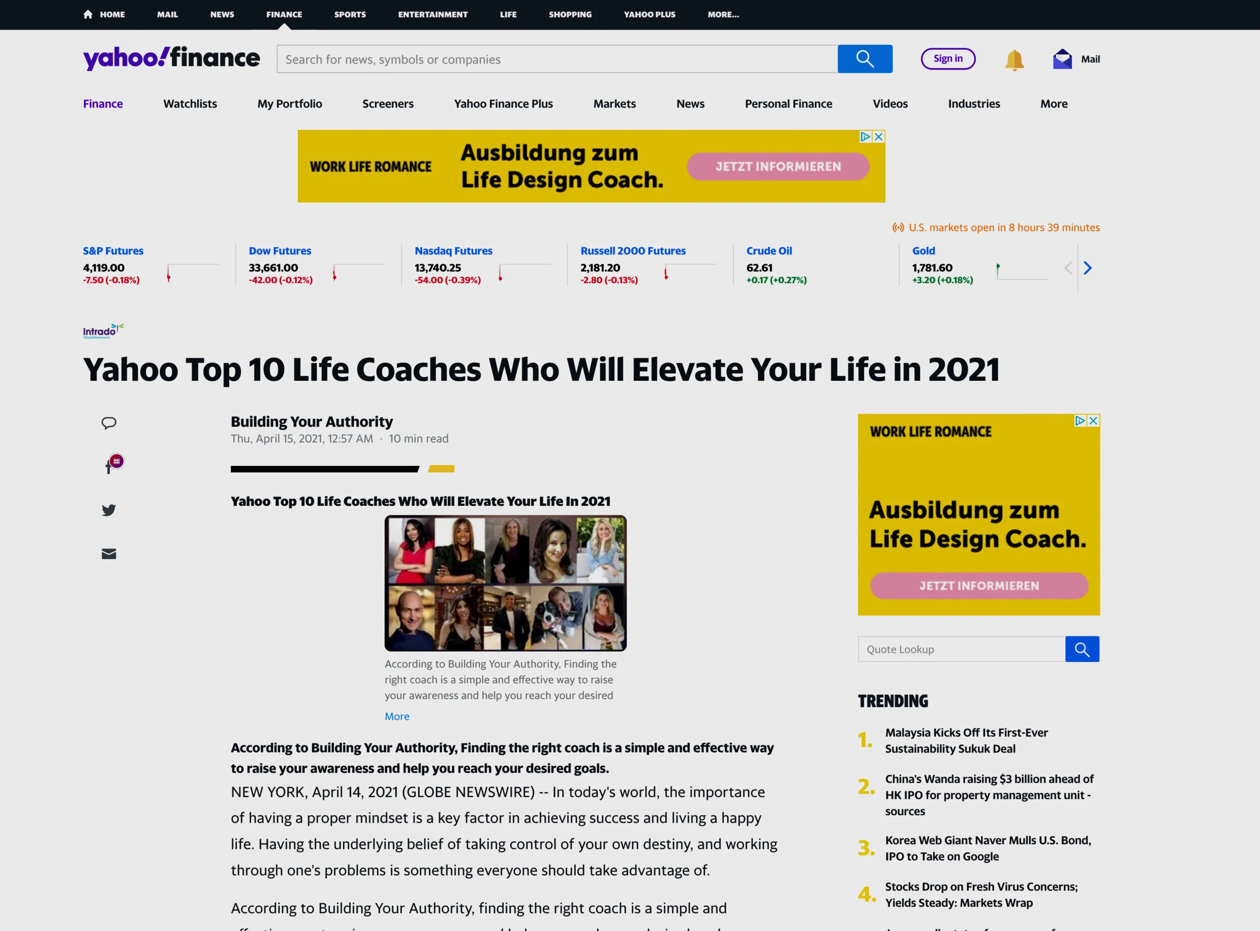 Proud Voted Top 10 Life Coaches On Yahoo Finance Melina Panetta Proud Voted Top 10 Life Coaches On Yahoo Finance Melina Panetta