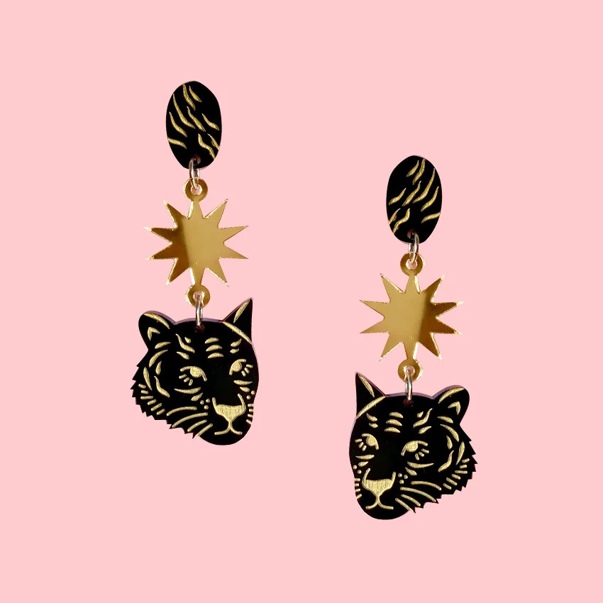 Tiger Face Triple Drops (Black/Gold)