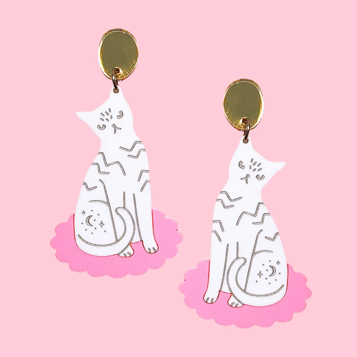 Cats On Mats (White/Candy Pink/Gold)