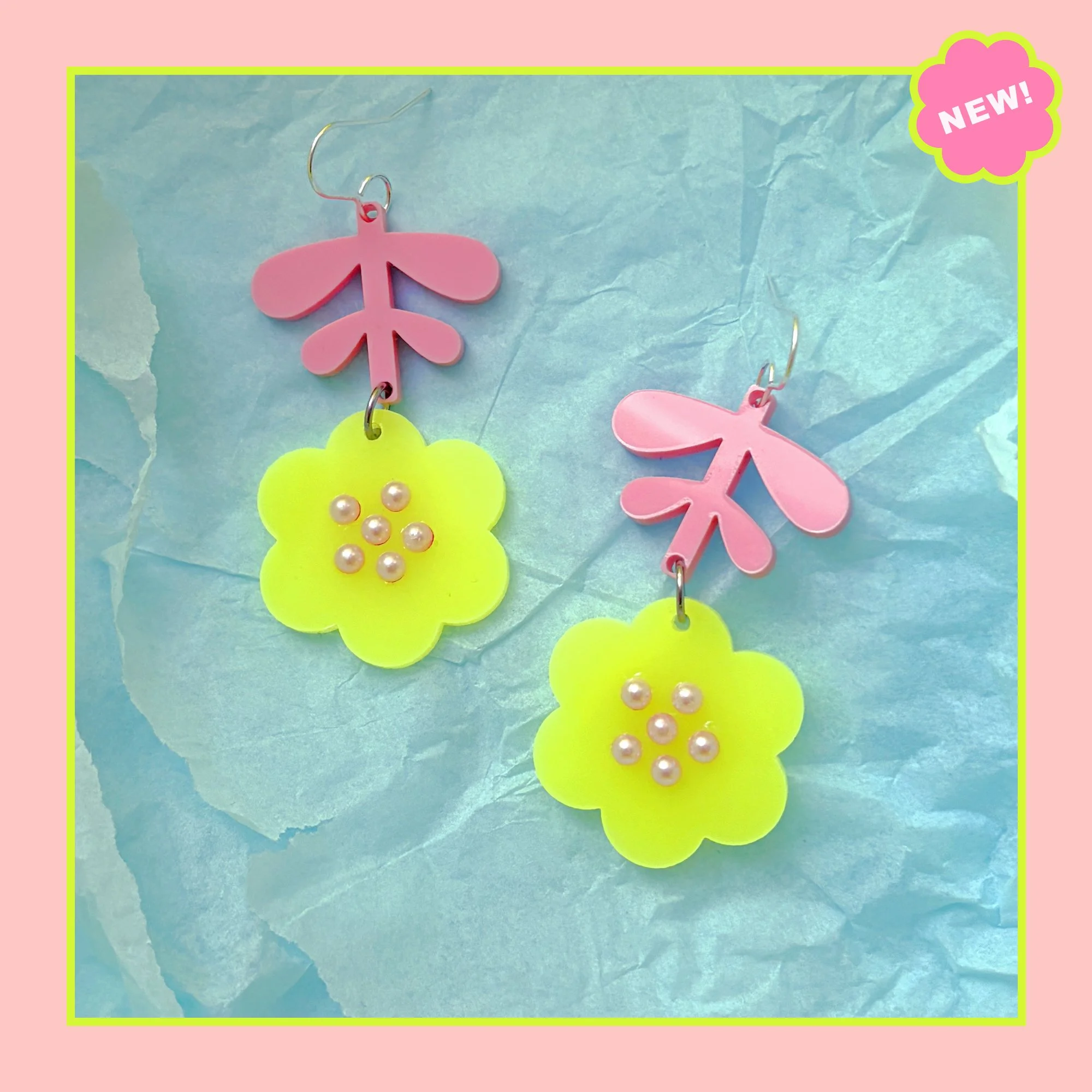 Floral Folk 3 (Candy-Pink/Neon Yellow/Pearl)