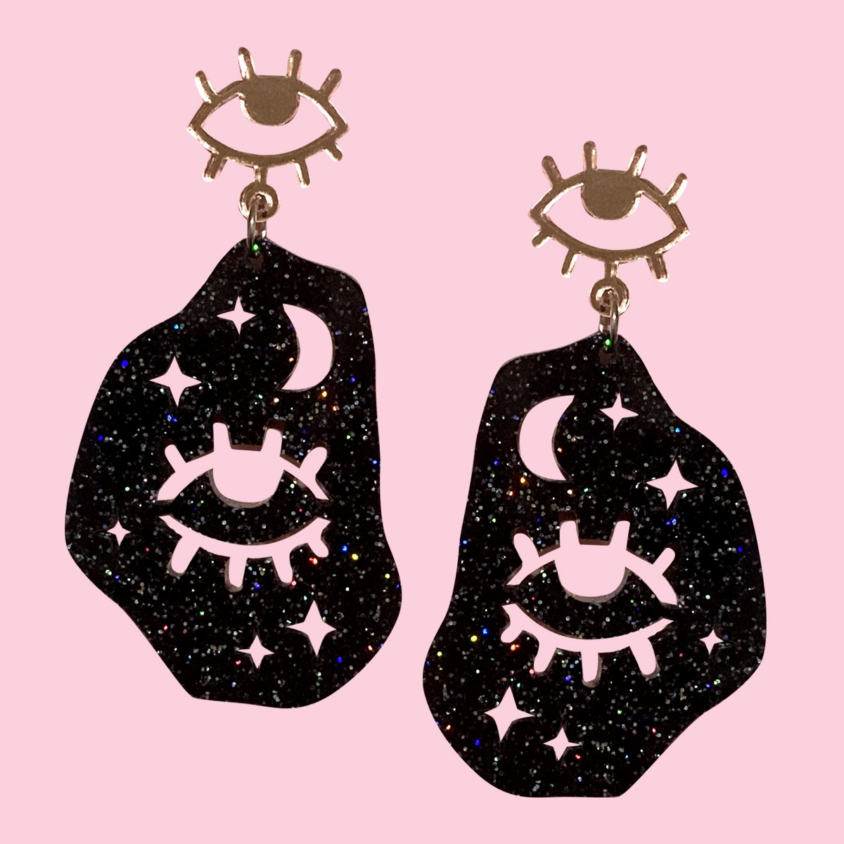 Magic Eye Rocks (Black Glitter/Rose Gold)