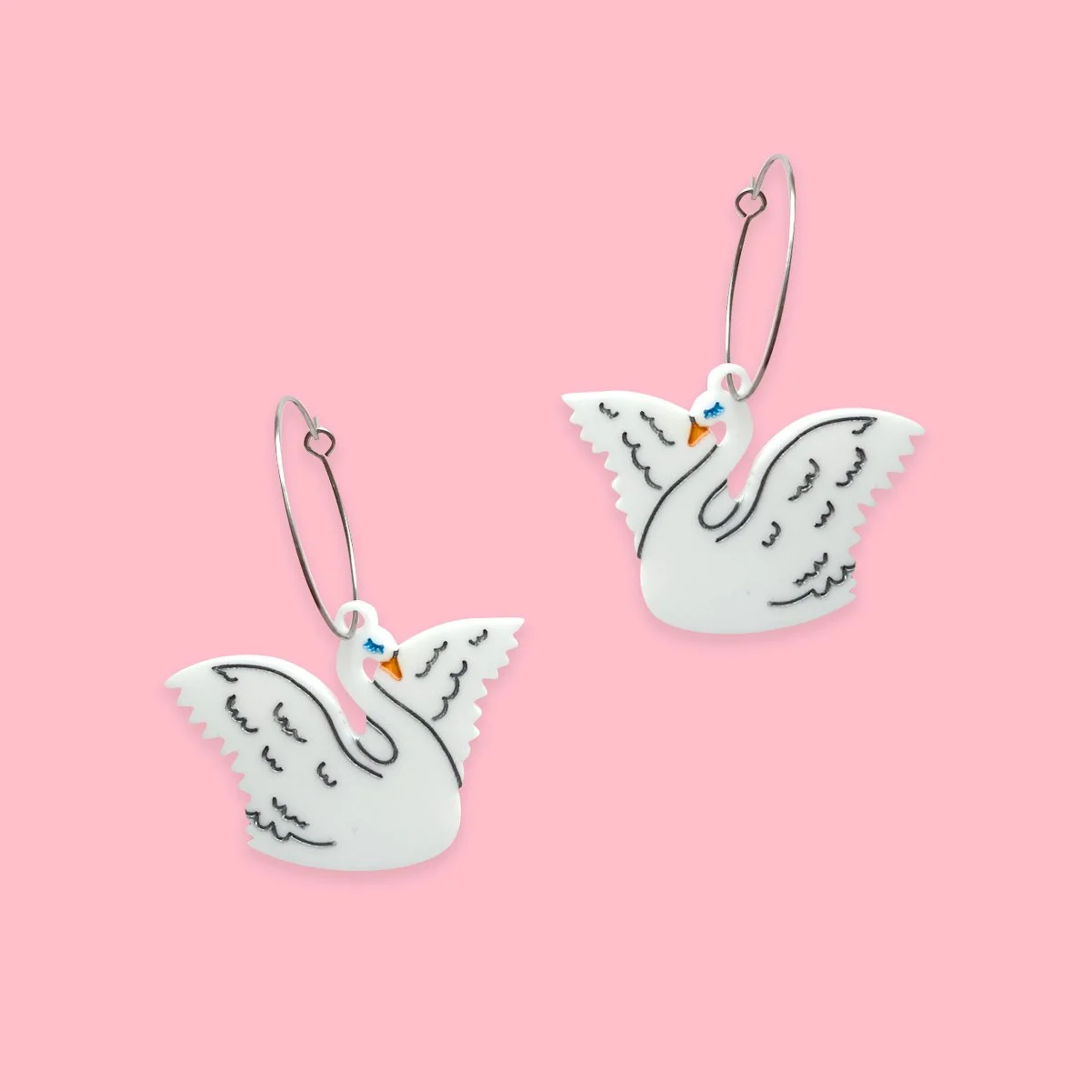 Mini Swan Hoops (White)